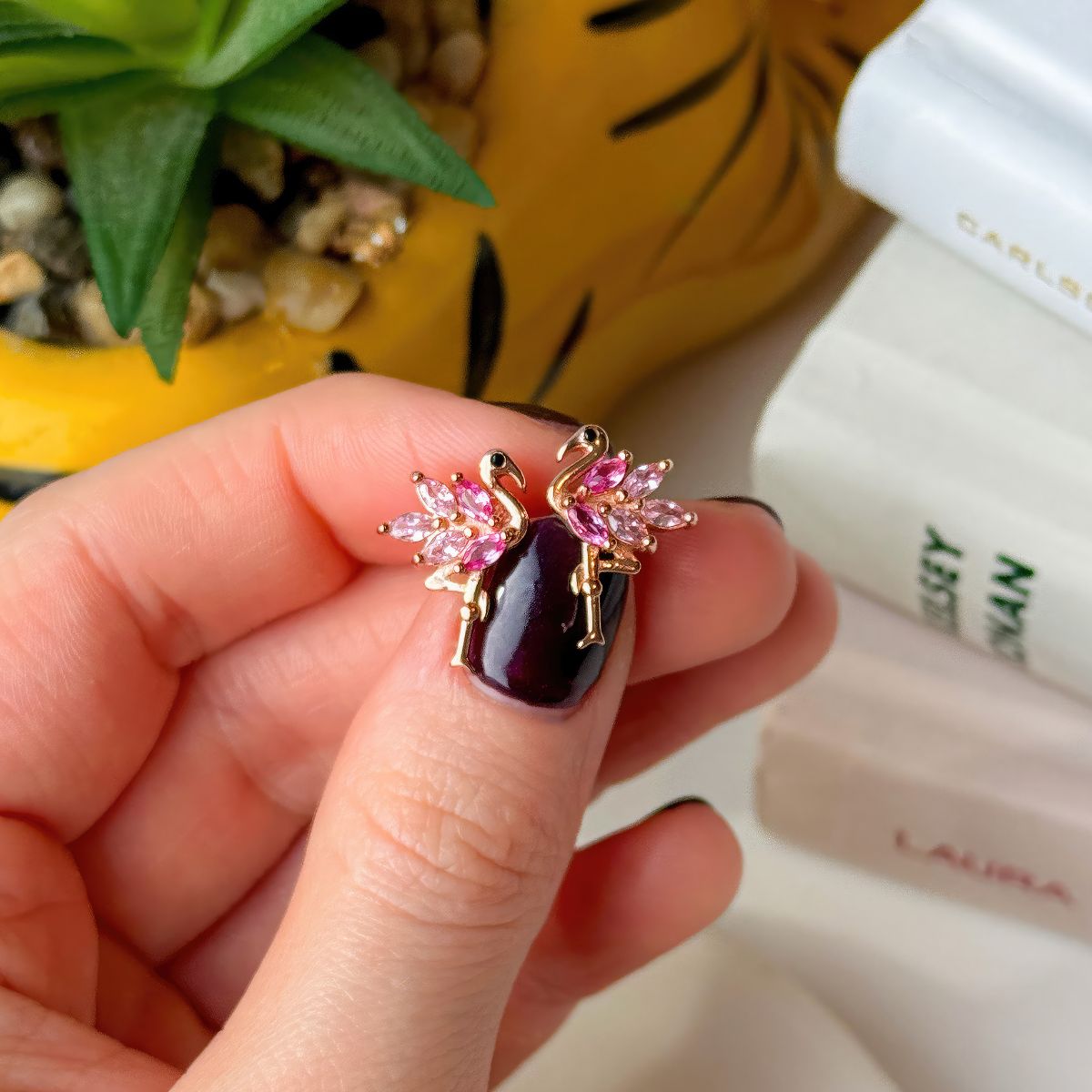 Sterling Silver Pink Flamingo Earrings