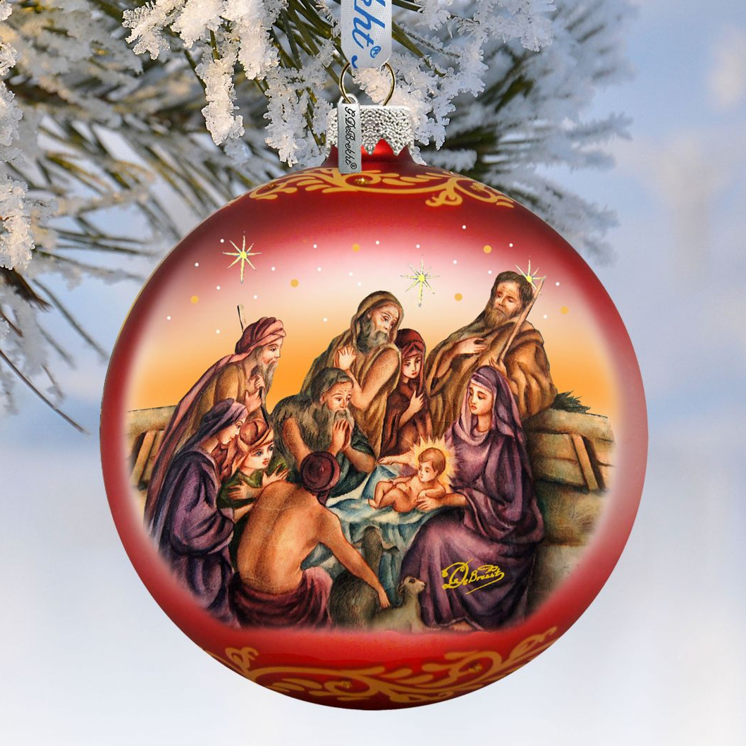 Nostalgic Family Nativity Glass Ornament Limited Edition by G. DeBrekht - Nativity Holiday Decor - 73881R