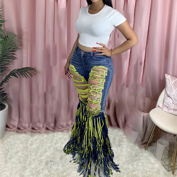 Style Loft Collection Flared Tassel Denim Trousers