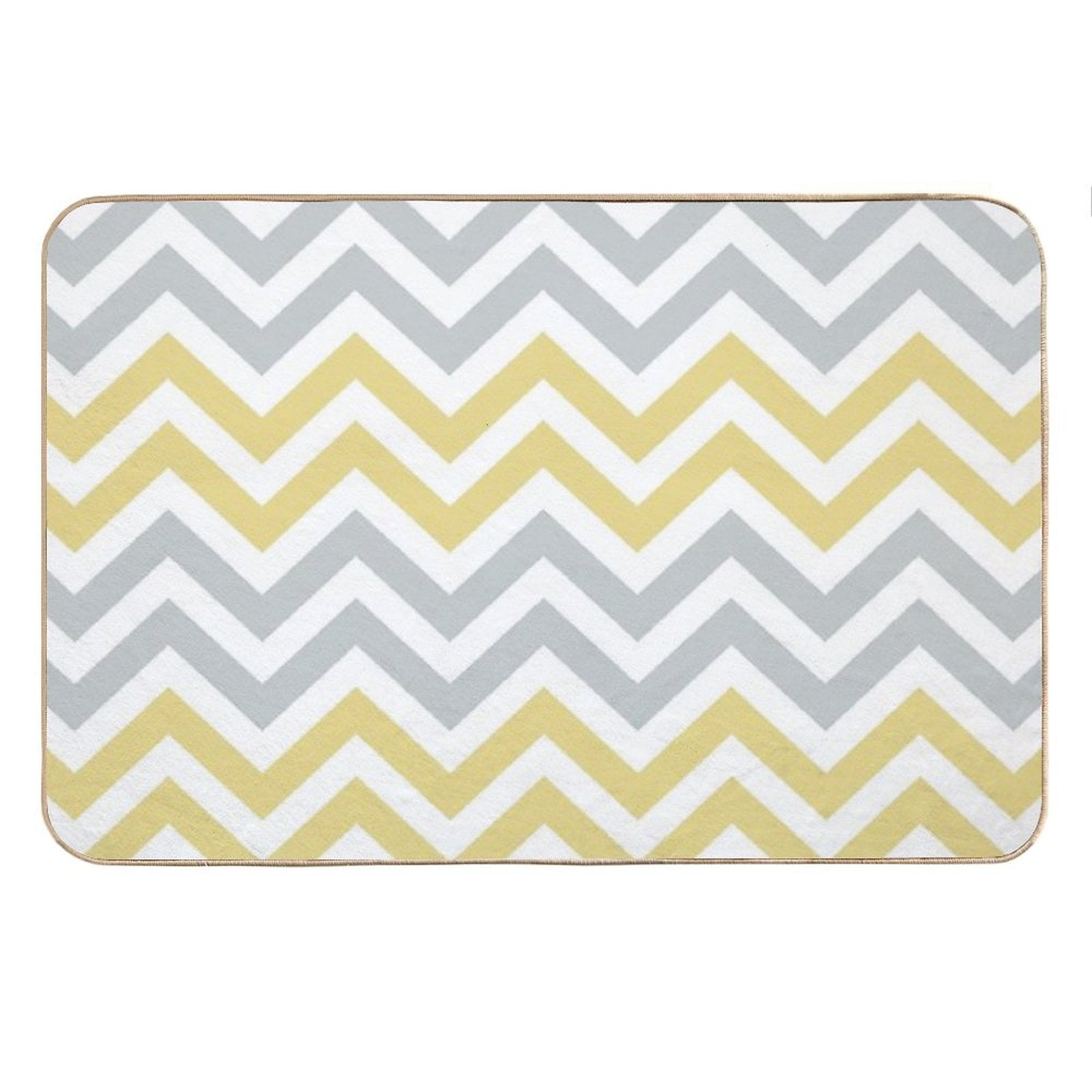 Trendy Yellow And Gray Chevron Bath Mat
