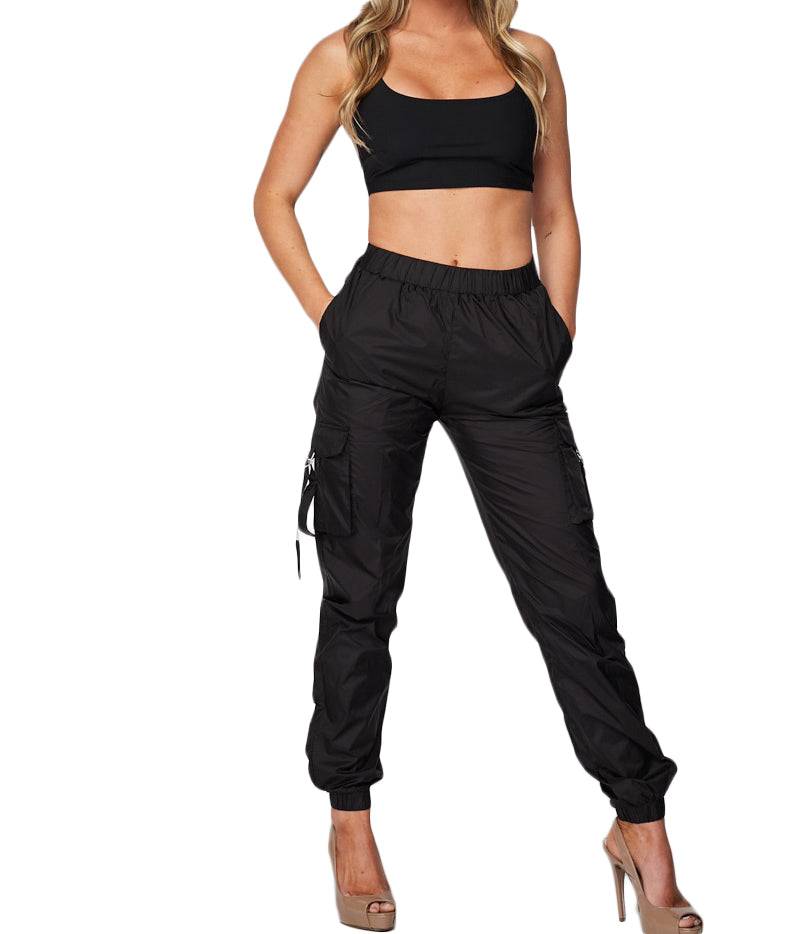 2 PC Cropped Tank Track Suit -Black