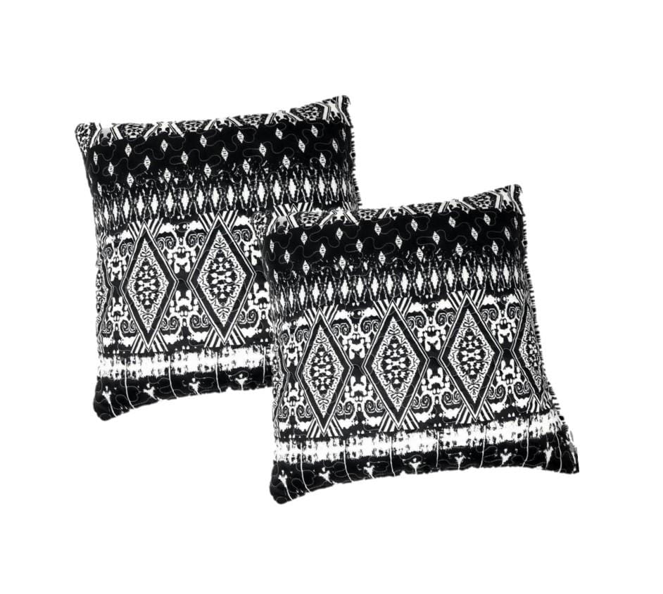 DaDa Bedding Aztec Black &amp;amp; White Diamonds Throw Pillow Covers - 18&amp;quot; x 18&amp;quot; 2-Pack (C14800-1-CC)