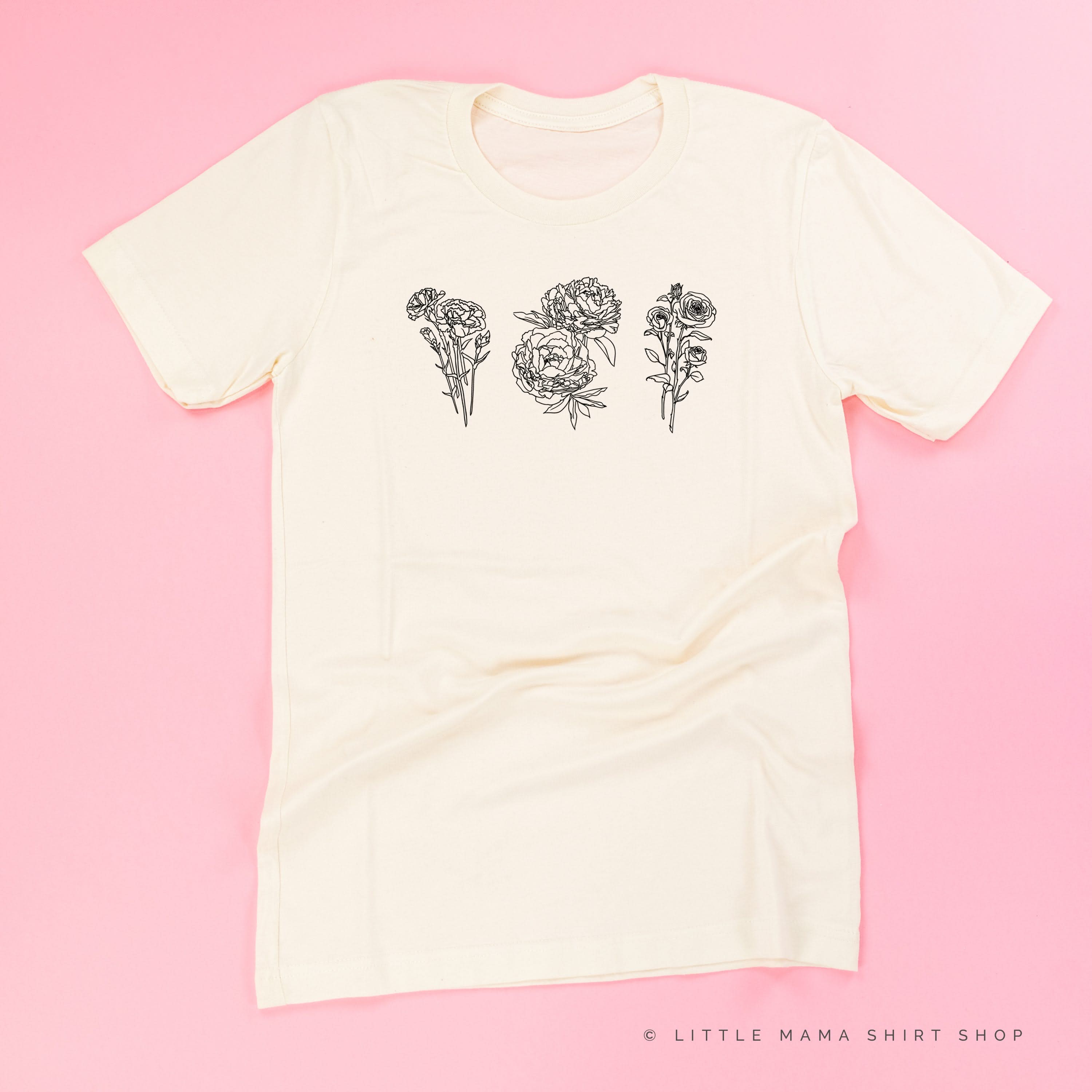 3 Across Birth Flowers - Build Your Own - Unisex Tee