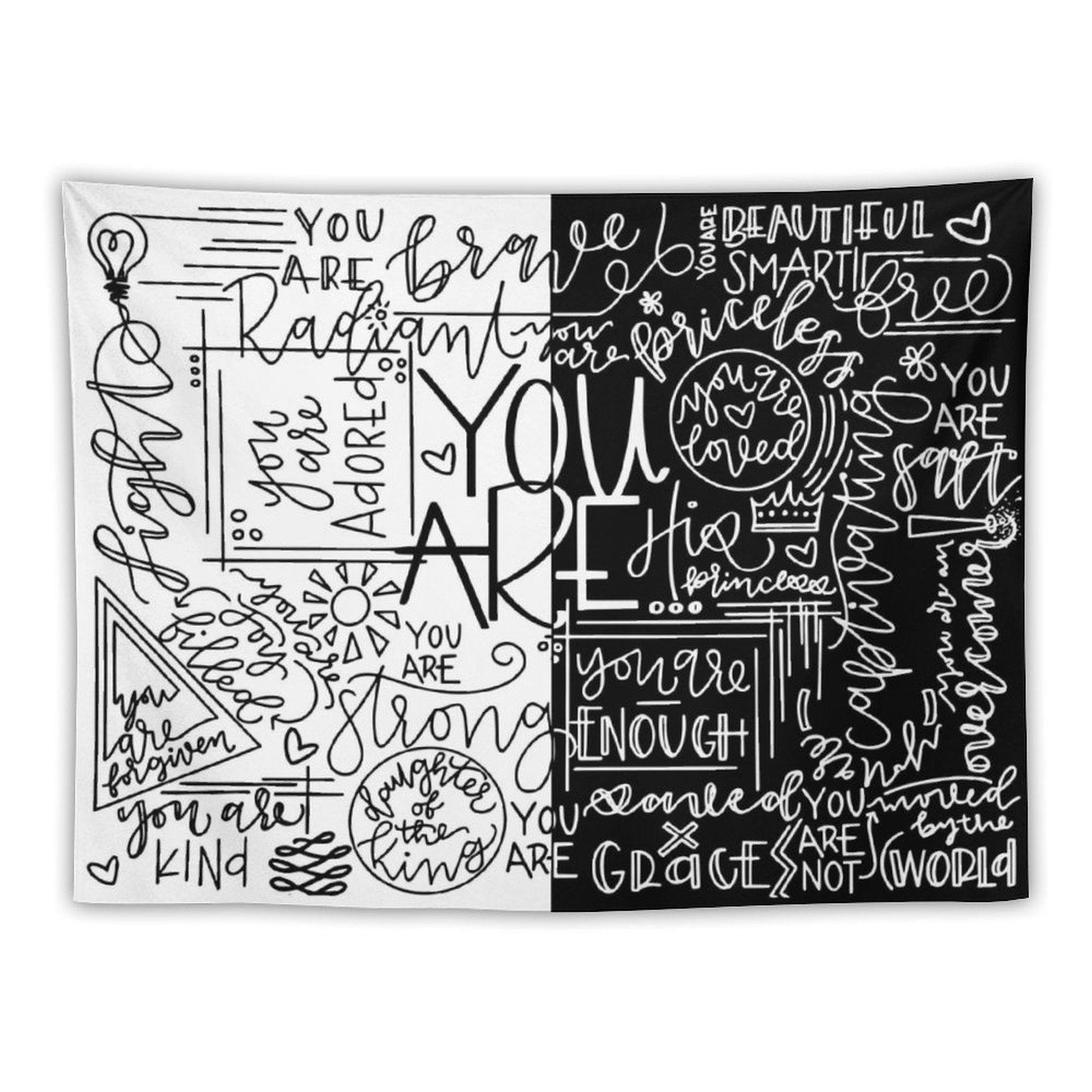 You Are Enough White &amp;amp; Black Tapestry