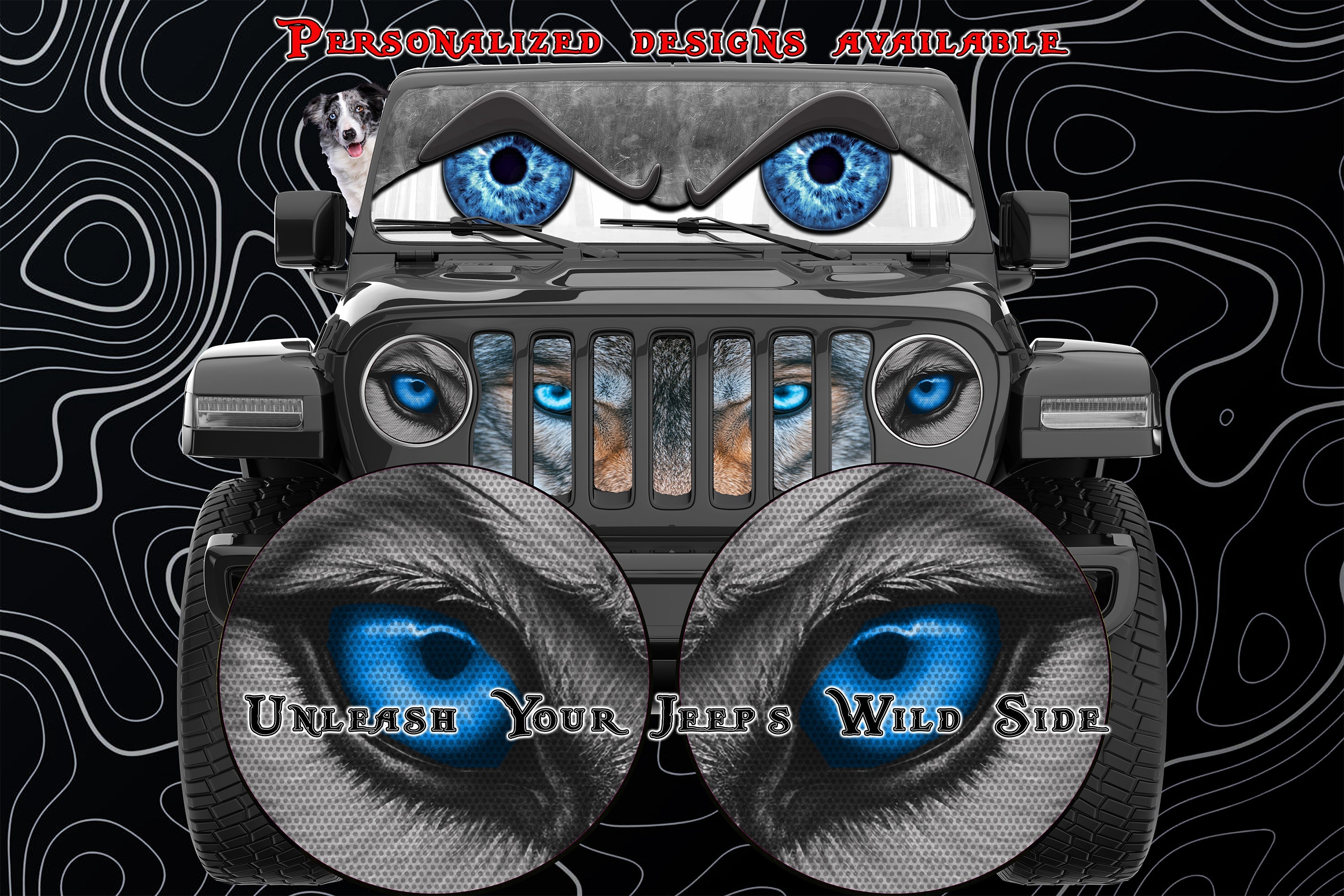 Blue wolf eye for a round beast headlight decal.