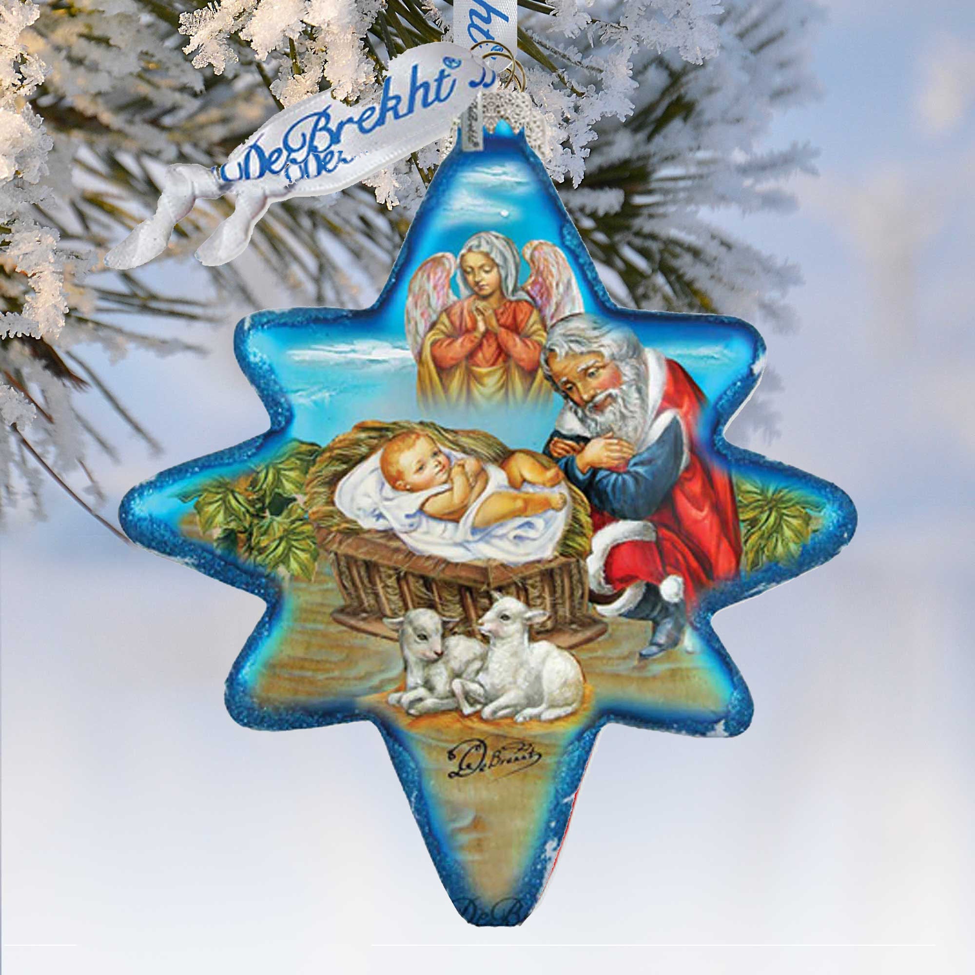 Limited Edition Regal Nativity Snowflake Glass Ornament, Inspirational &amp;amp; Guardian Angels Decor - 754-032 by G. DeBrekht