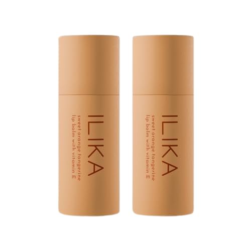 ILIKA Lip balm Organic, Vegan, Plastic-free, 100% Plant-based, 2X Volume, COSMOS Certified Organic, PETA Certified Vegan &amp;amp; Cruelty-Free, 2 Pack, Orange Tangerine