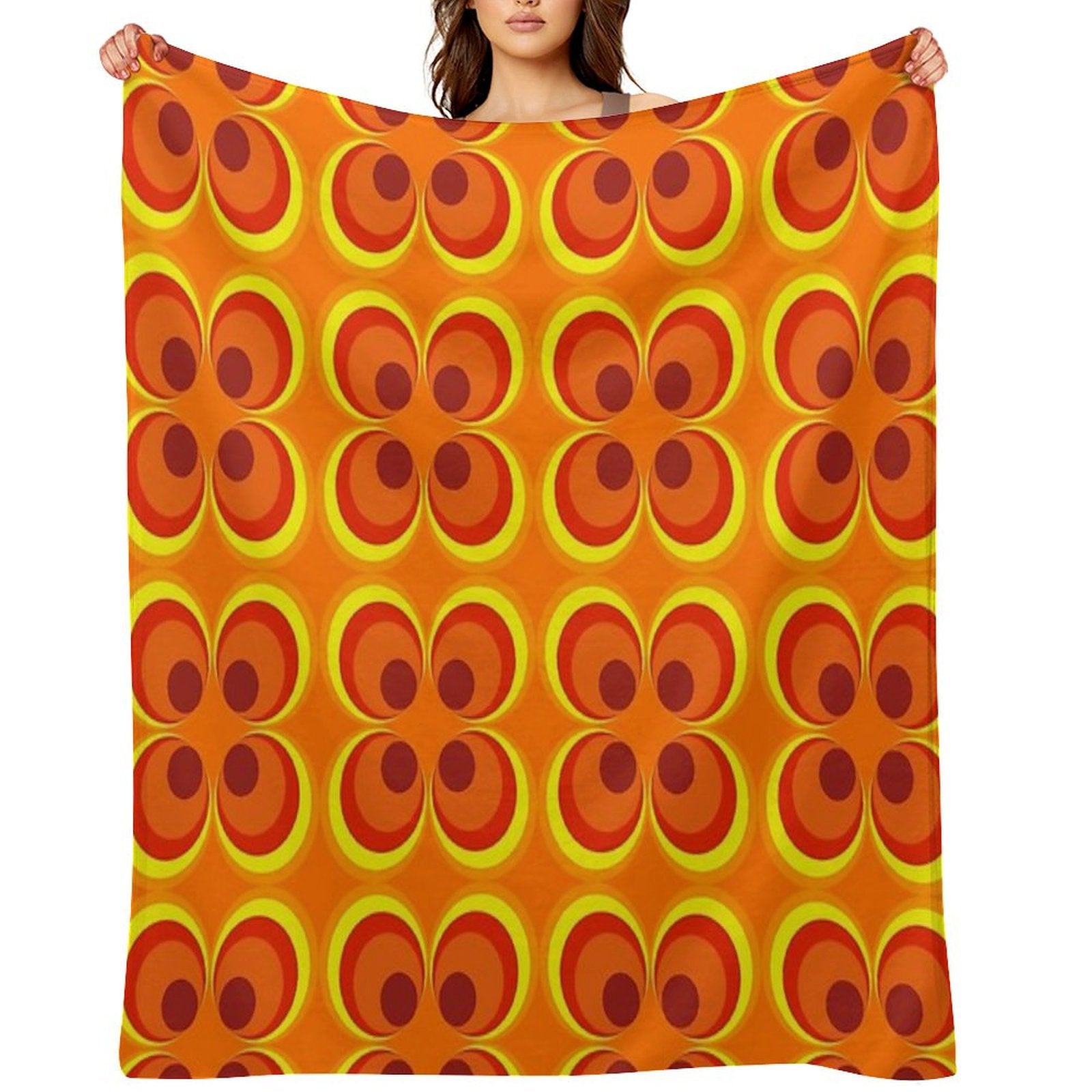 1970s Burnt Orange Retro Design Throw Blanket
