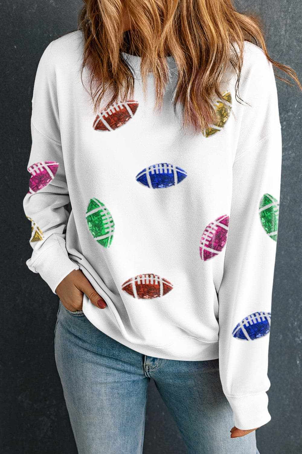 Sweatshirts &amp;amp; Hoodies - Sequin football sweatshirt - long sleeve - Premium Quality