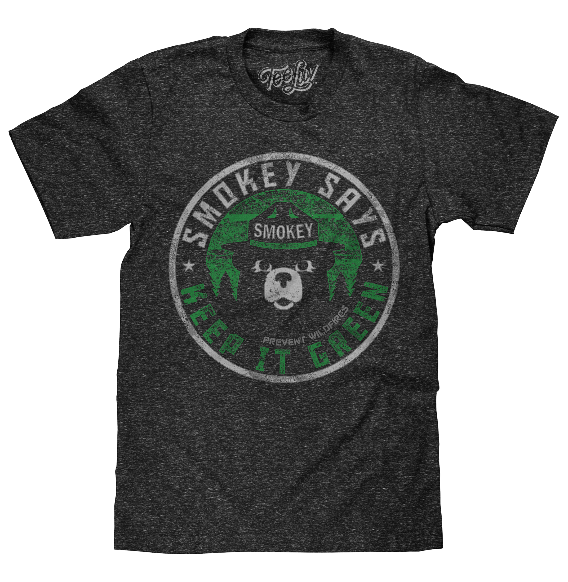 Smokey Says &amp;quot;Keep it Green, Prevent Wildfires&amp;quot; T-Shirt - Gray
