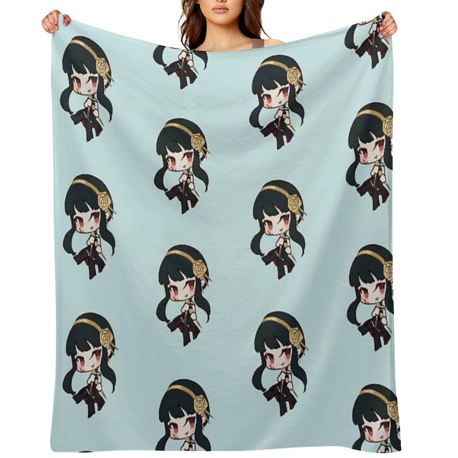 Yor Spy X Family Anime Character Chibi Style Throw Blanket