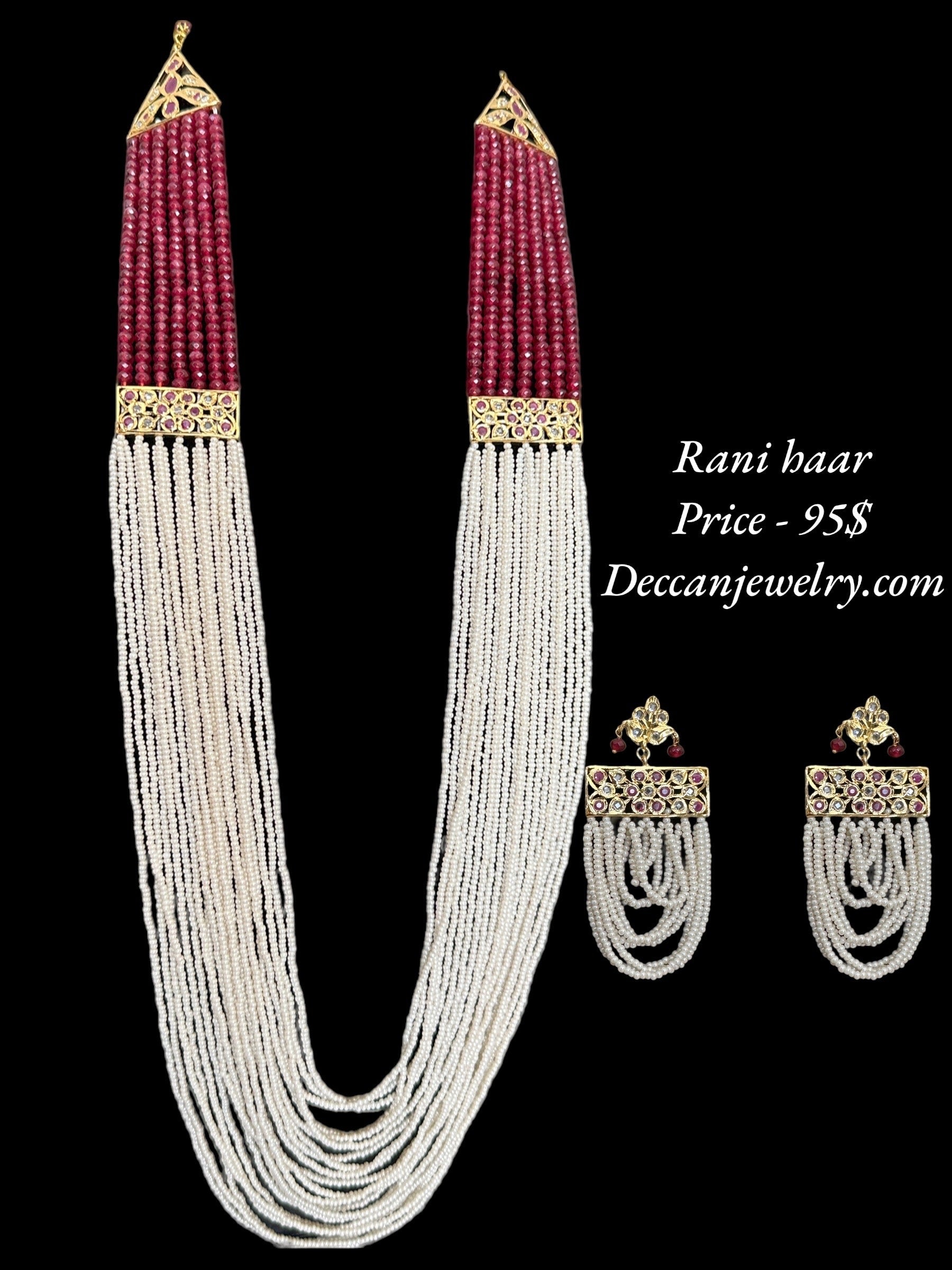 DLN64 pearl Rani haar with beads ( READY TO SHIP  )