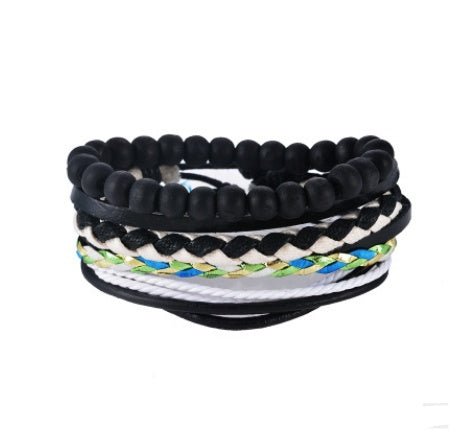 Vintage Punk Leather Wrap Bracelet - Multilayer Beaded Bracelet for Men & Women