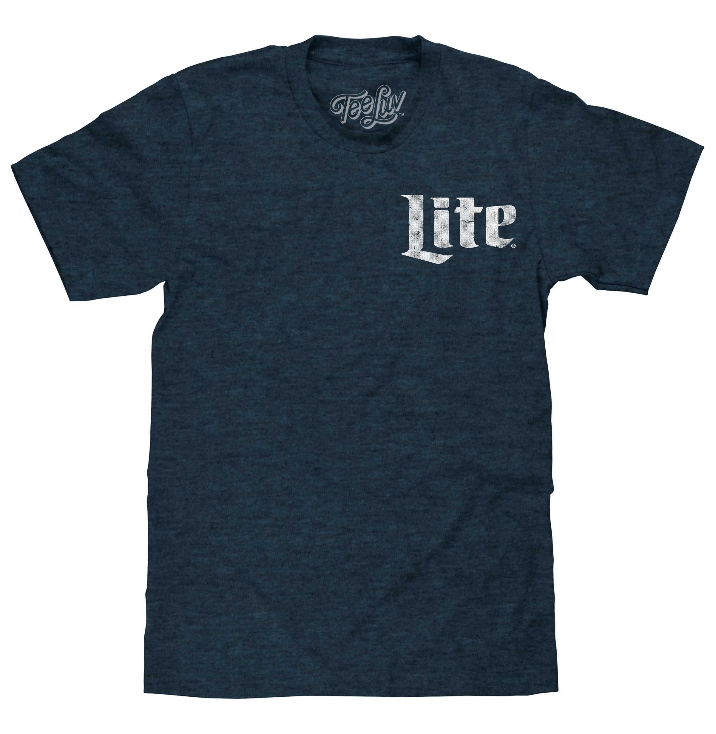 Miller Lite Beer Logo Front and Back Print T-Shirt - Denim Black Heather