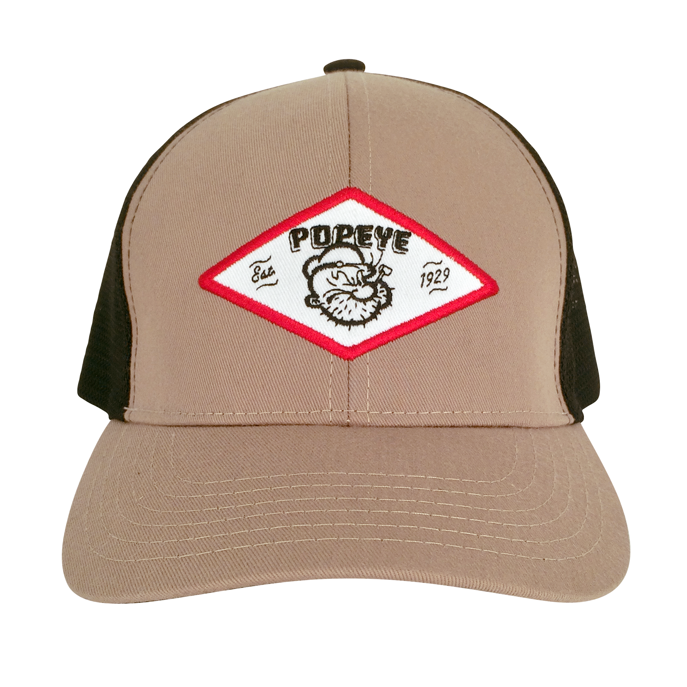 Popeye The Sailor Trucker Hat - Tan and Black