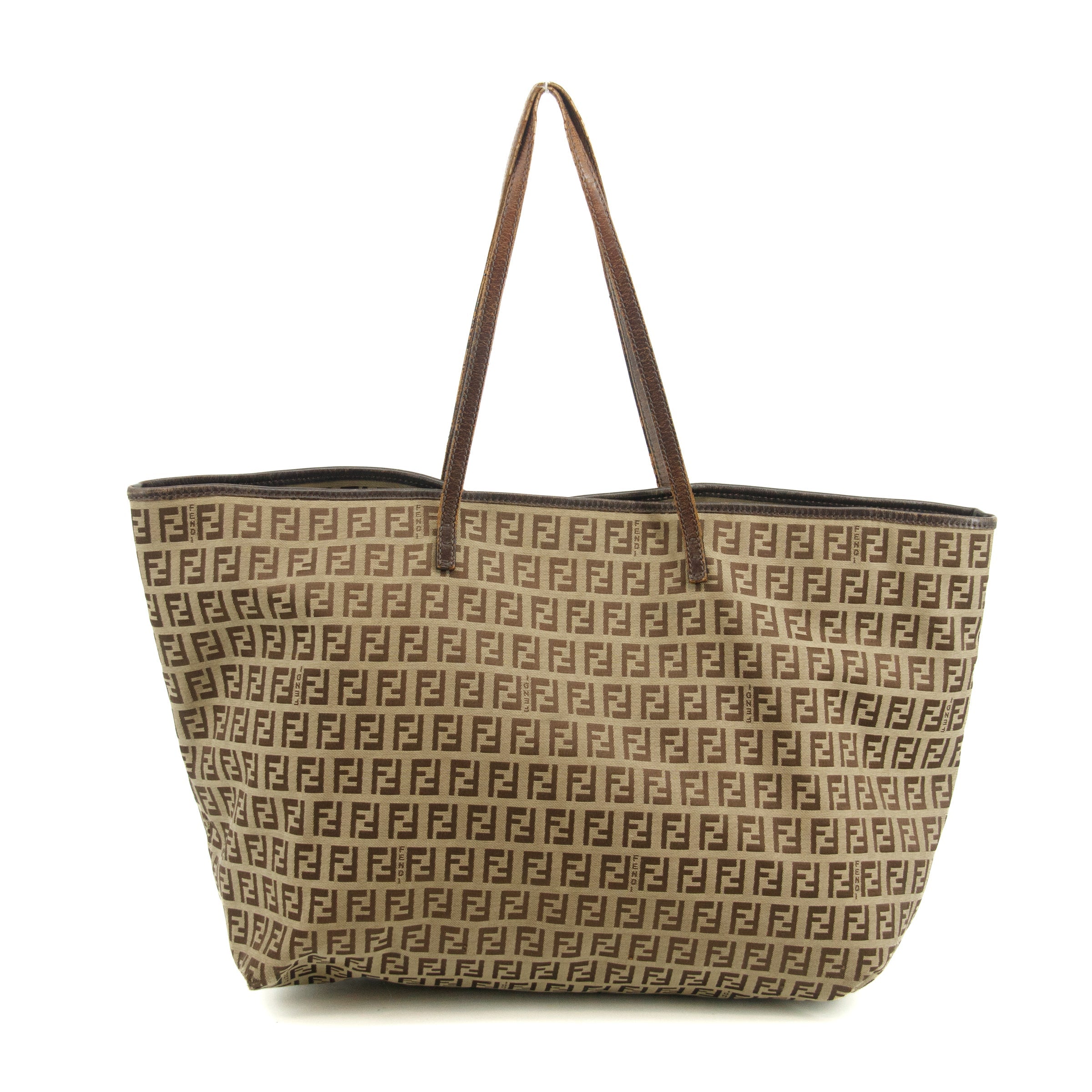 Fendi FF Zucchino Patter Beige Shoulder Bag  #3579