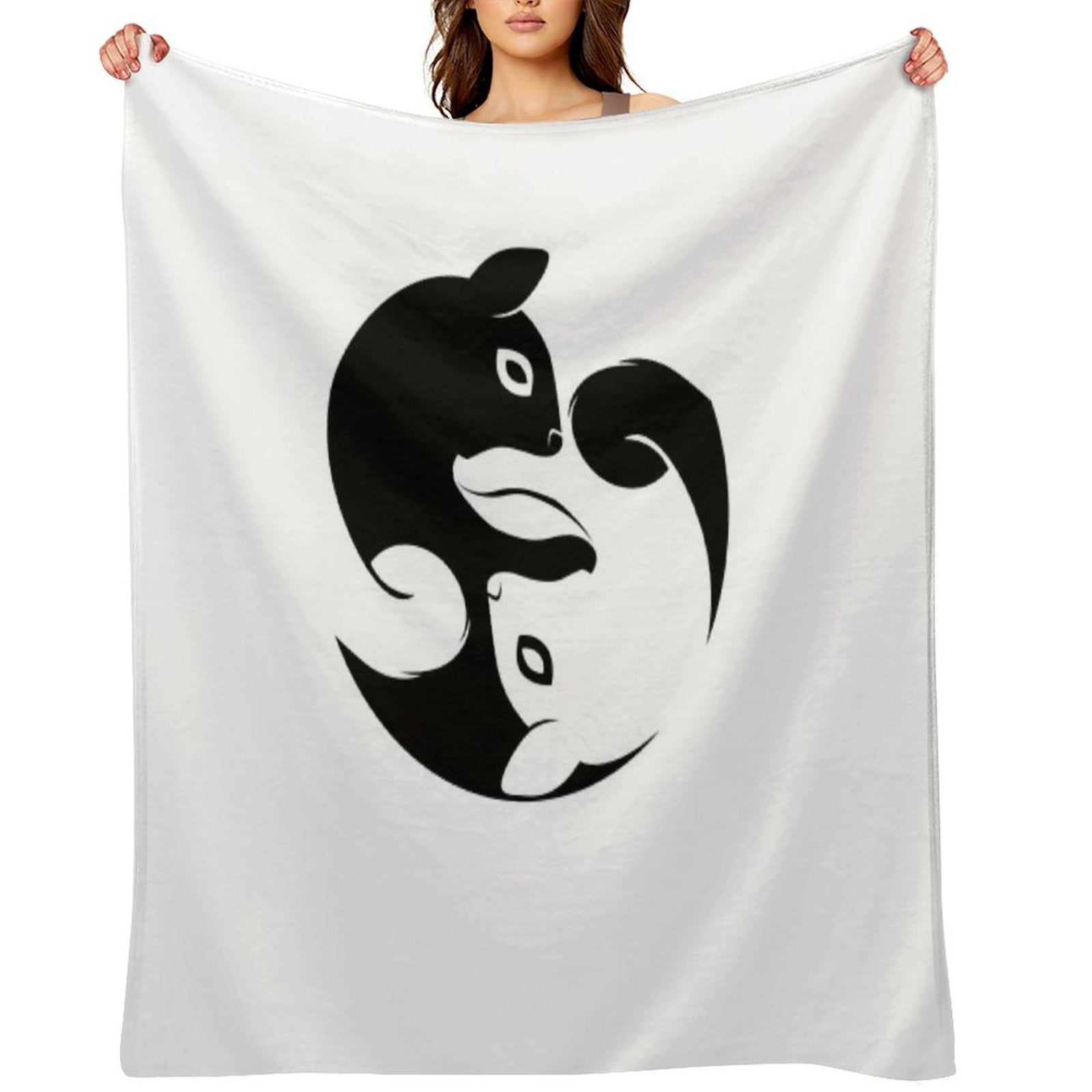 Yin Yang Squirrel - Zen Yoga Symbol Throw Blanket