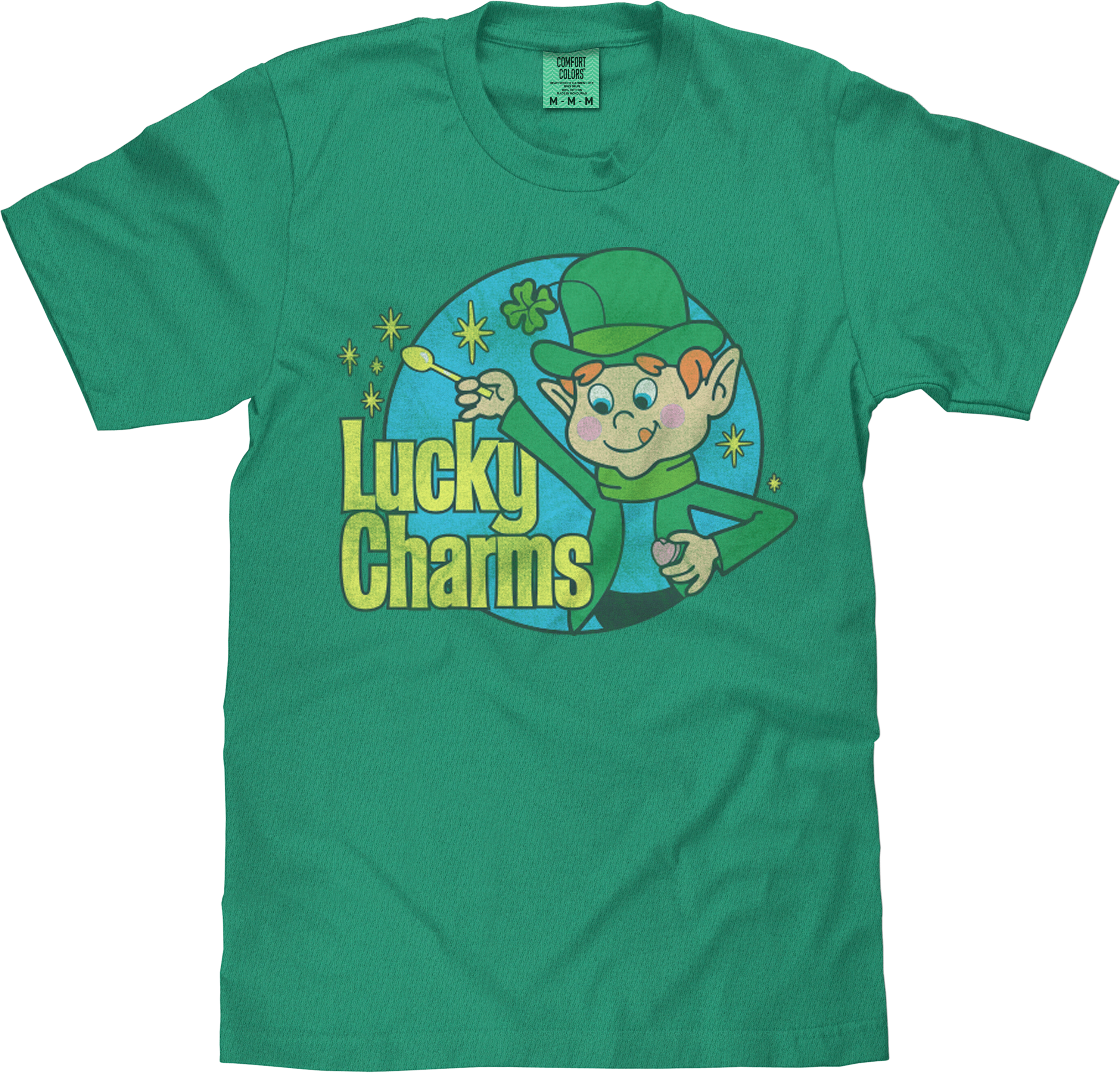 Tee Luv x Comfort Colors 70s Lucky Charms Cereal Leprechaun T-Shirt - Grass Green