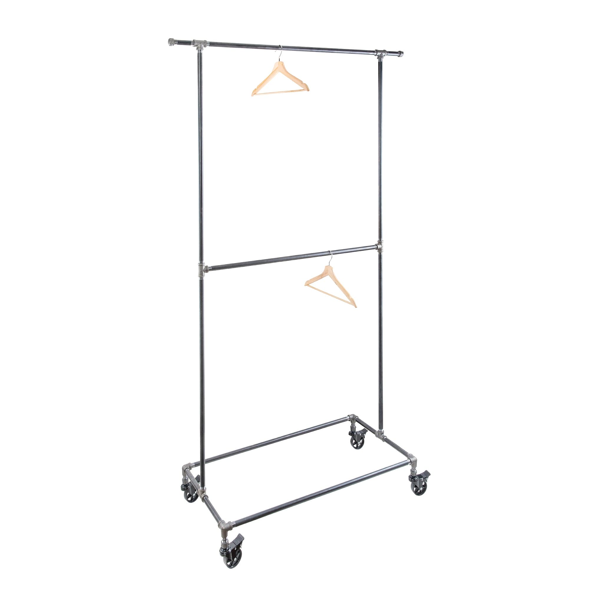82 in. Rolling Double Rod Clothing Rack