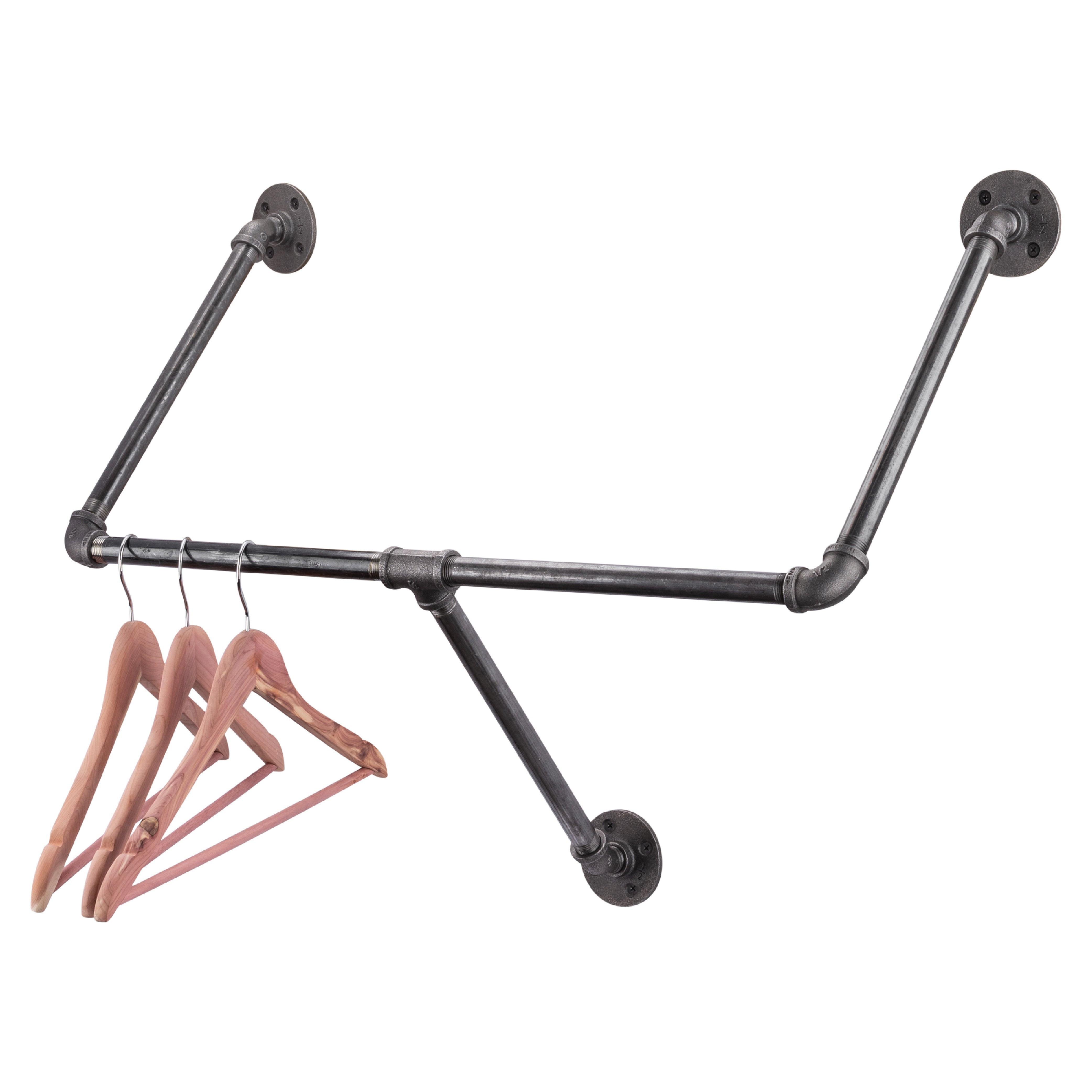 28 in. Tri-flange Wall Mounted Clothing Rack By PIPE DECOR