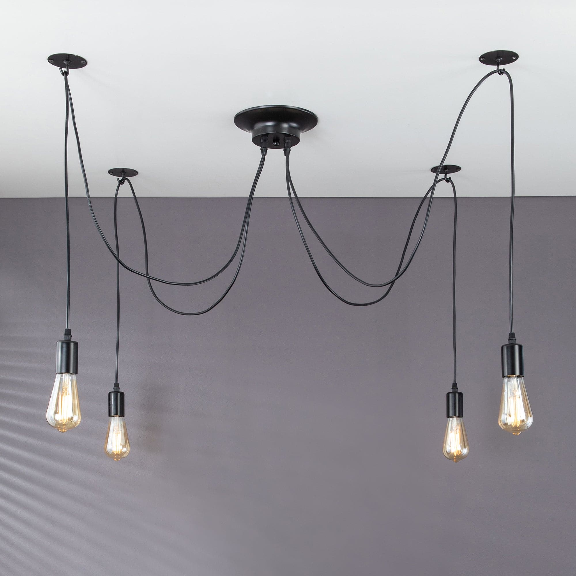 Black Spider Pendant Light with 4 Adjustable Arms