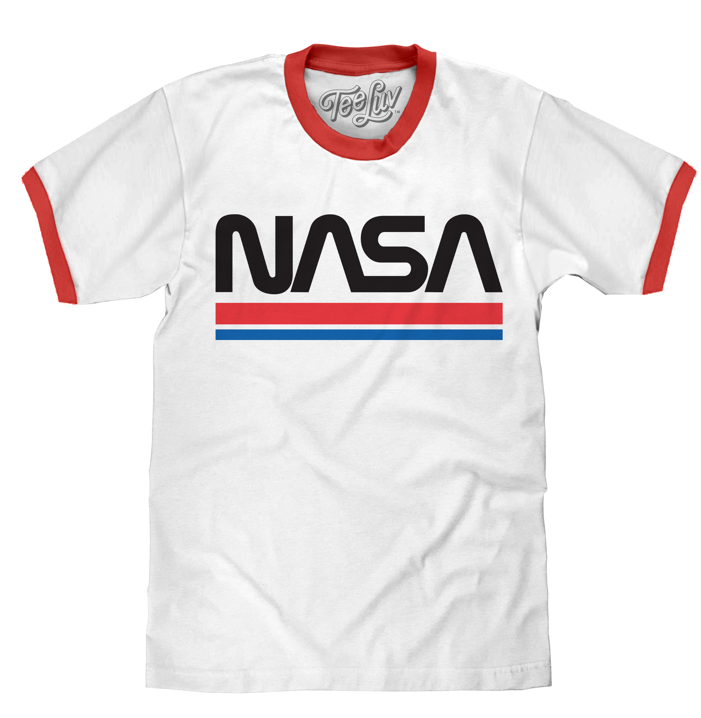 NASA Worm Logo Ringer T-Shirt - White and Red