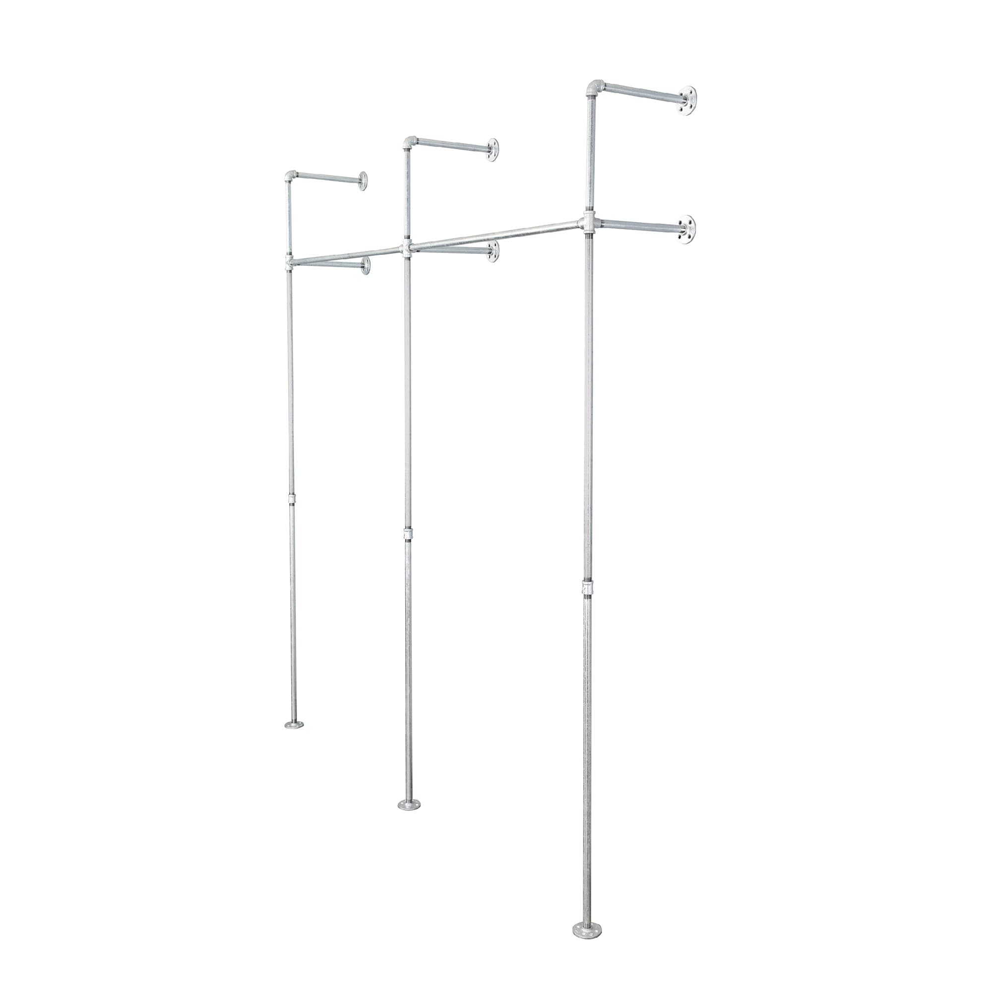 76.375 in. Galvanized Wall Mounted Clothing Rack, Double
