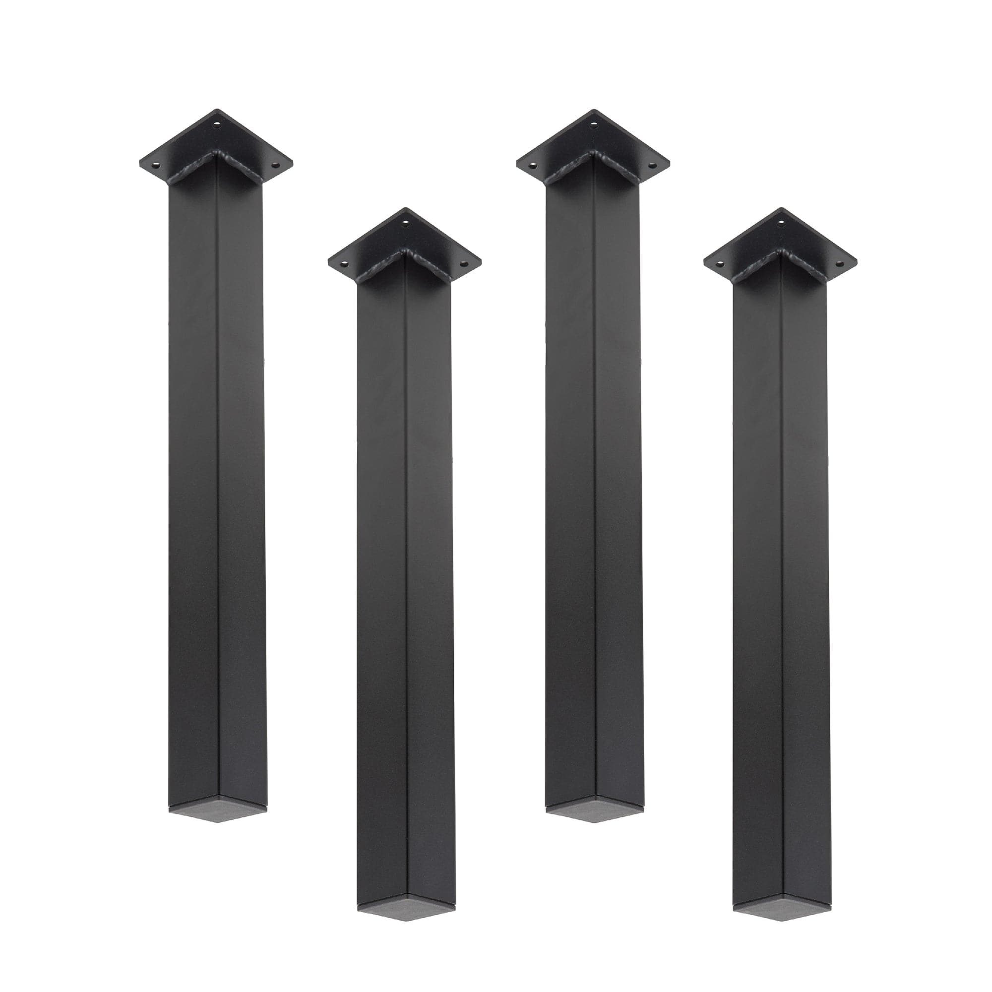 28 in. Skyline Matte Black Square Metal High-Rise Dining or Desk Table Legs - 4 Pack