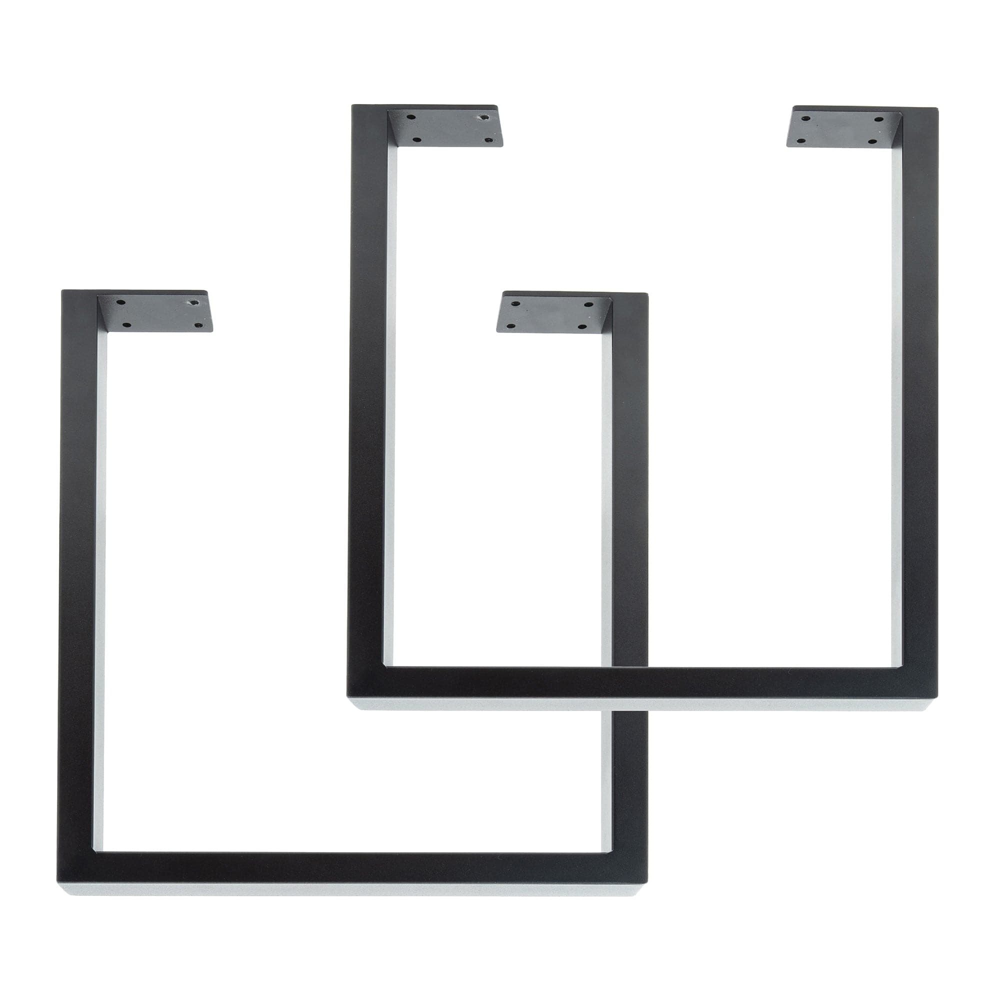 28 in. Skyline Matte Black Square Metal Landscape Dining or Desk Table Legs - 2 Pack