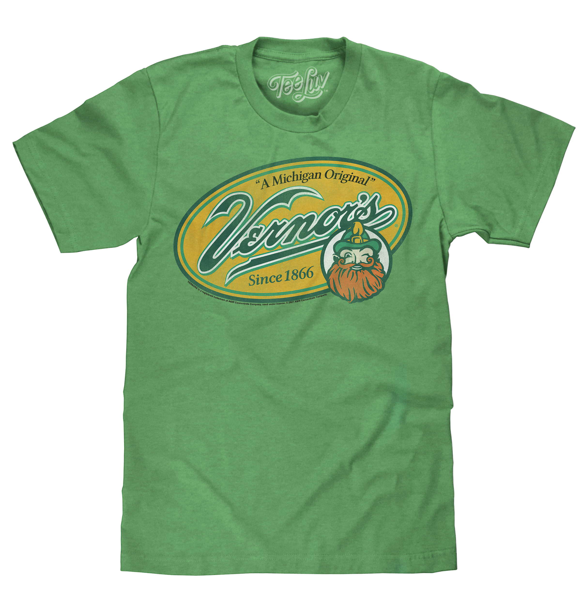 Vernor&amp;#39;s Ginger Ale Michigan Original T-Shirt - Heather Kelly Green