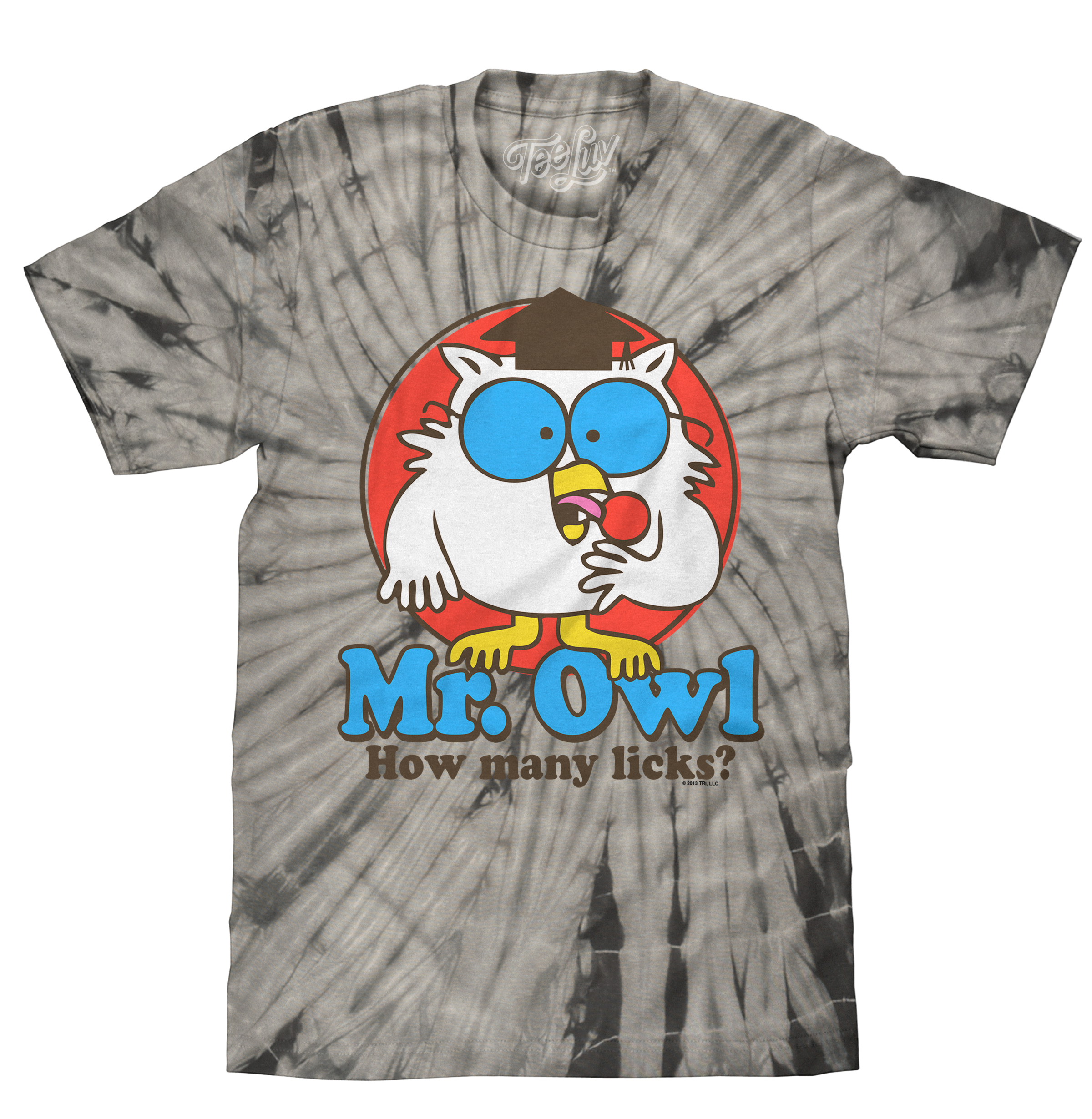Tootsie Pop Mr. Owl How Many Licks Tie Dye T-Shirt - Black Tie Dye