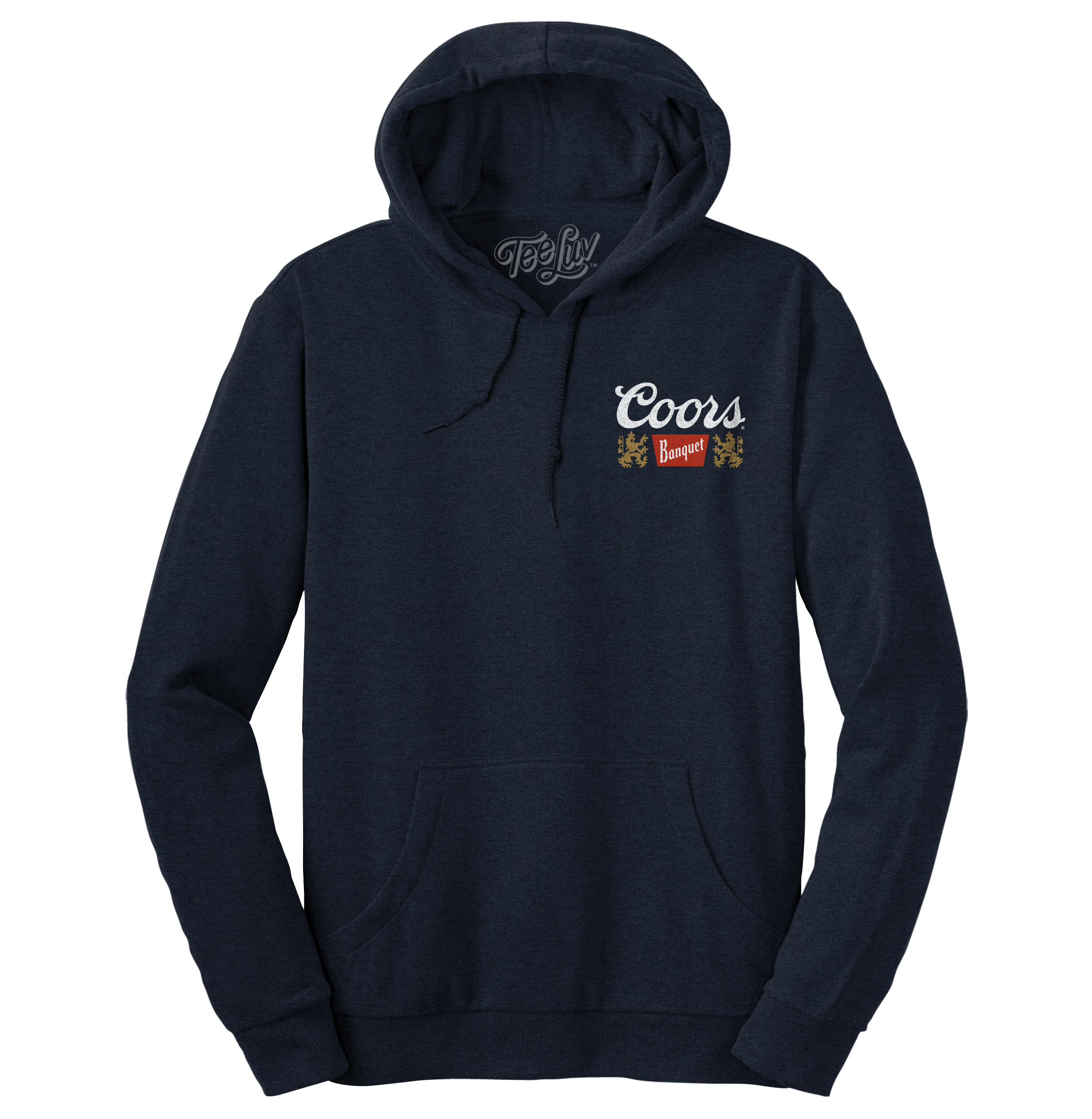 Coors Banquet Beer Double Sided Graphic Hooded Sweatshirt - Navy Blue