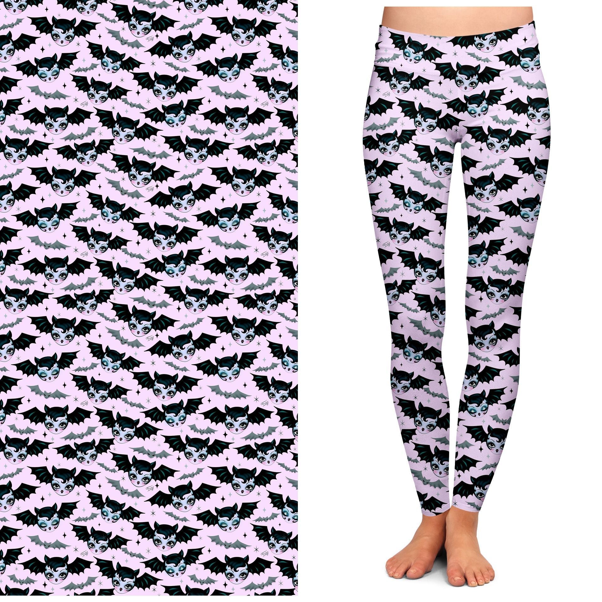 &amp;quot;Battylicious&amp;quot; Leggings by Miss Fluff x Lipstick &amp;amp; Chrome PINK