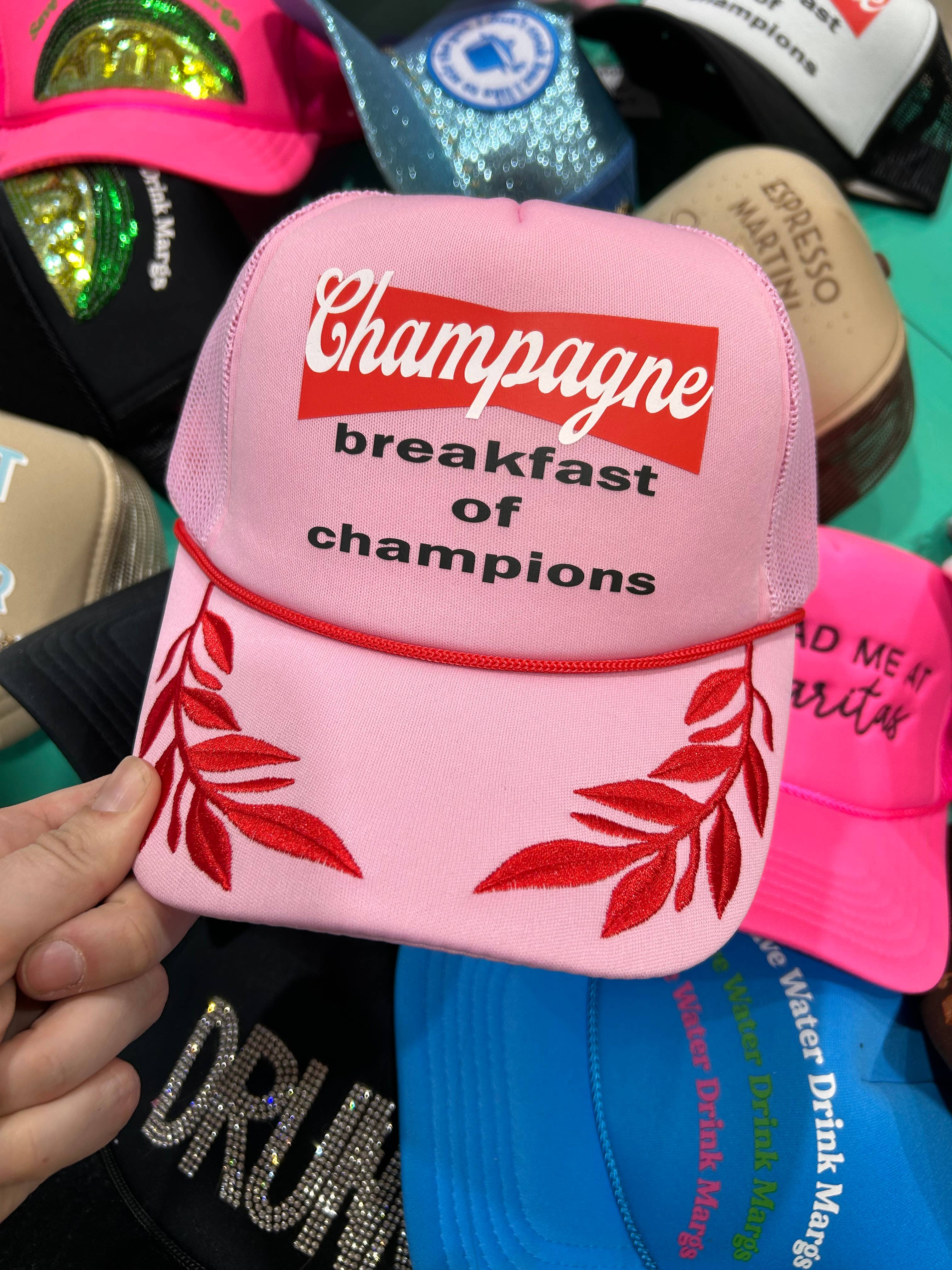 Pink Champagne Breakfast Trucker Hat