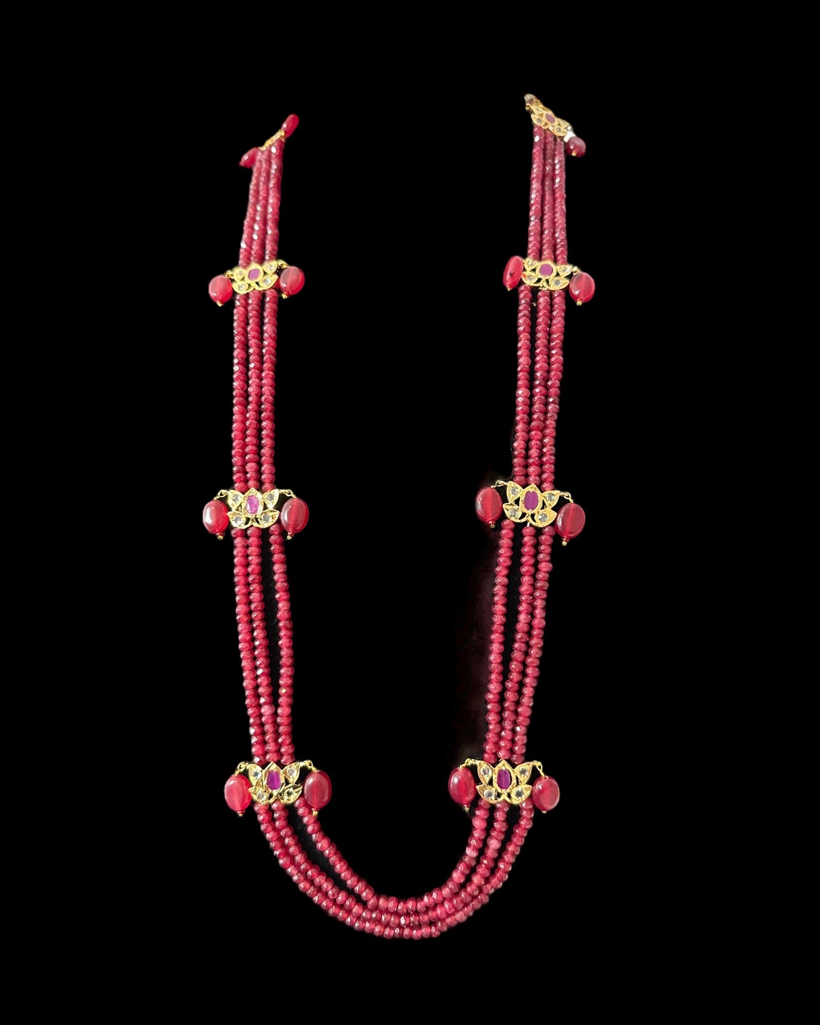 LN64 Raina Ruby  beads  necklace (SHIPS IN 3 WEEKS )