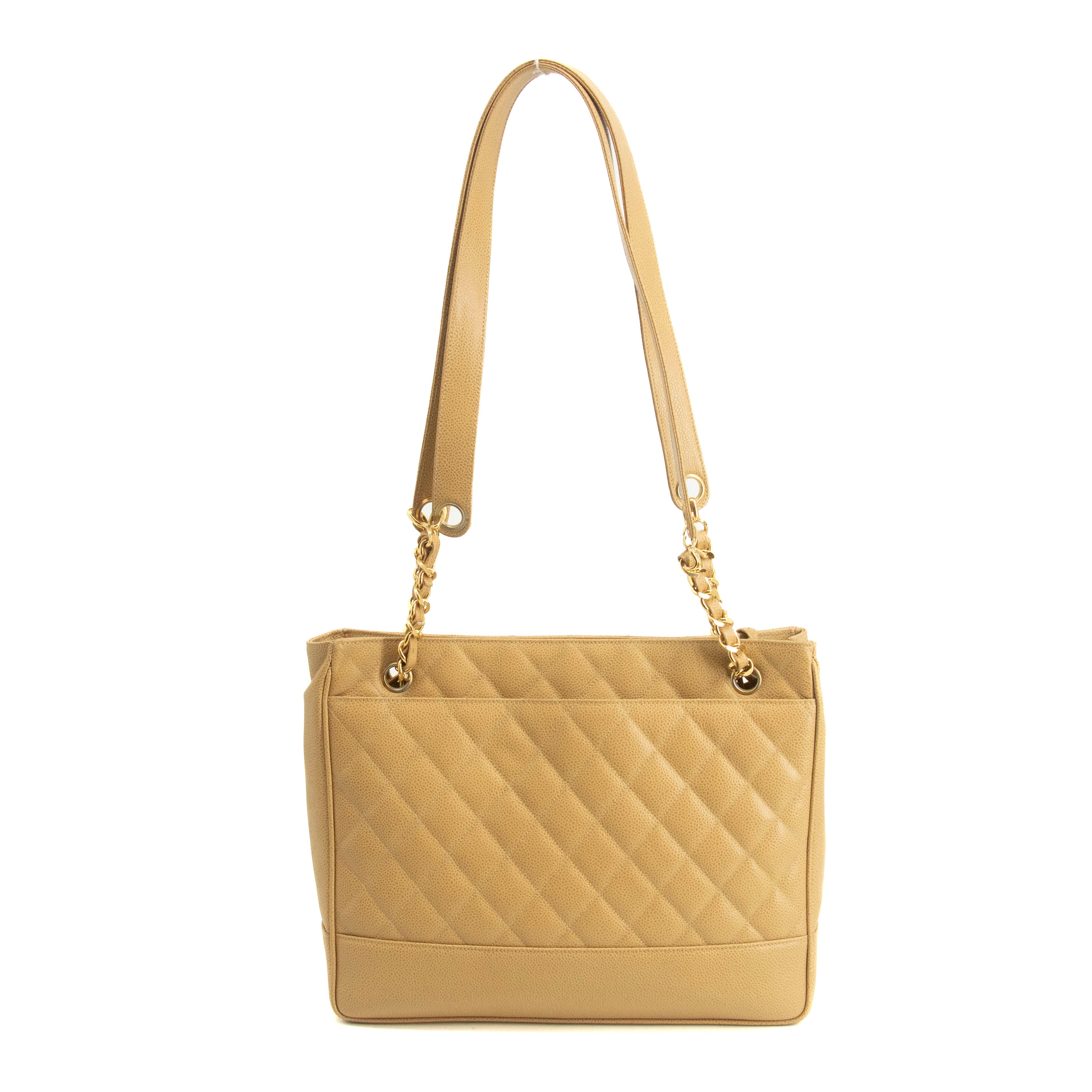 Chanel Beige Caviar Skin Quilted Matelase Shoulder Bag #3971