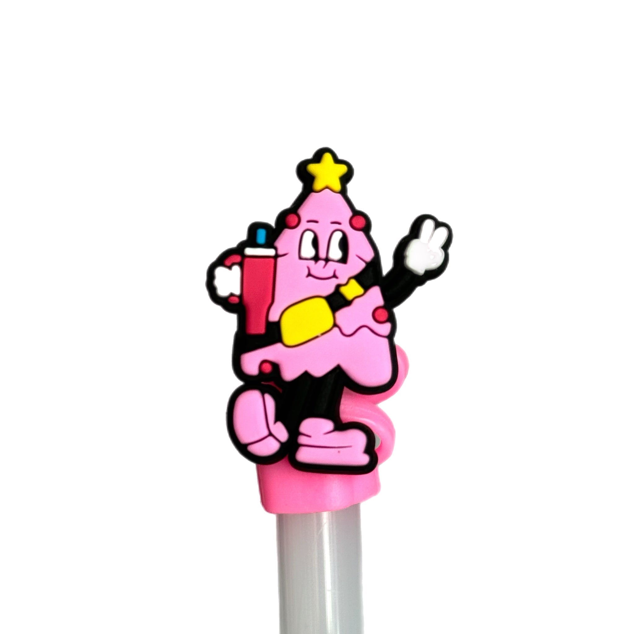 TRENDY PINK TREE STRAW TOPPER