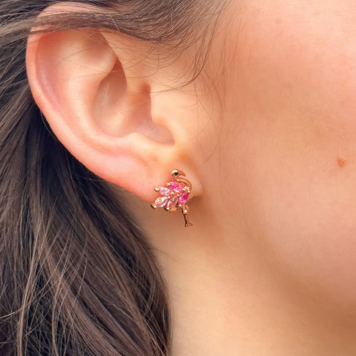 Sterling Silver Pink Flamingo Earrings