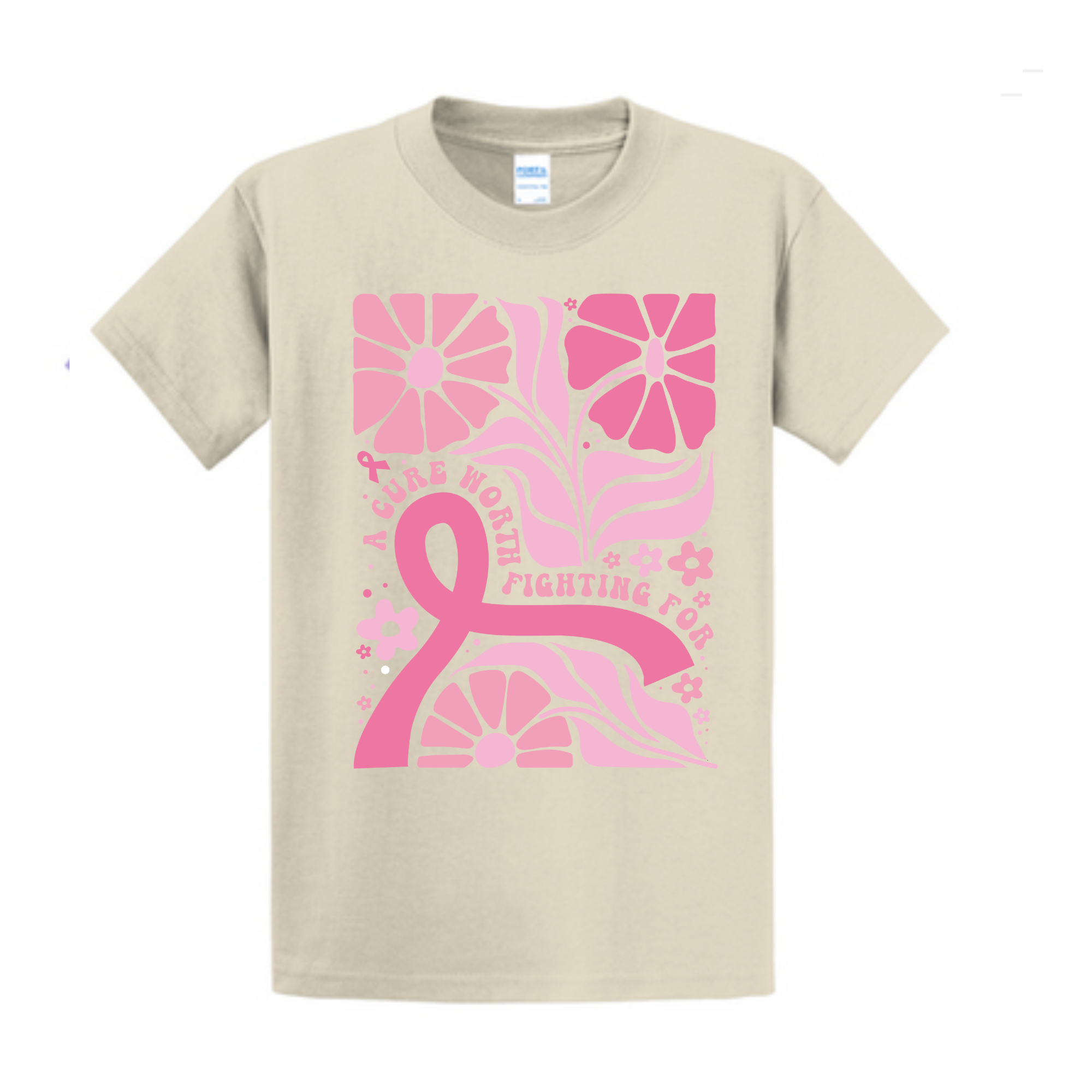 A cure worth fighting for Breast Cancer Awareness Fundraiser Tshirt PC61 Port &amp;amp; Co™ Essential Tee PUBLIC