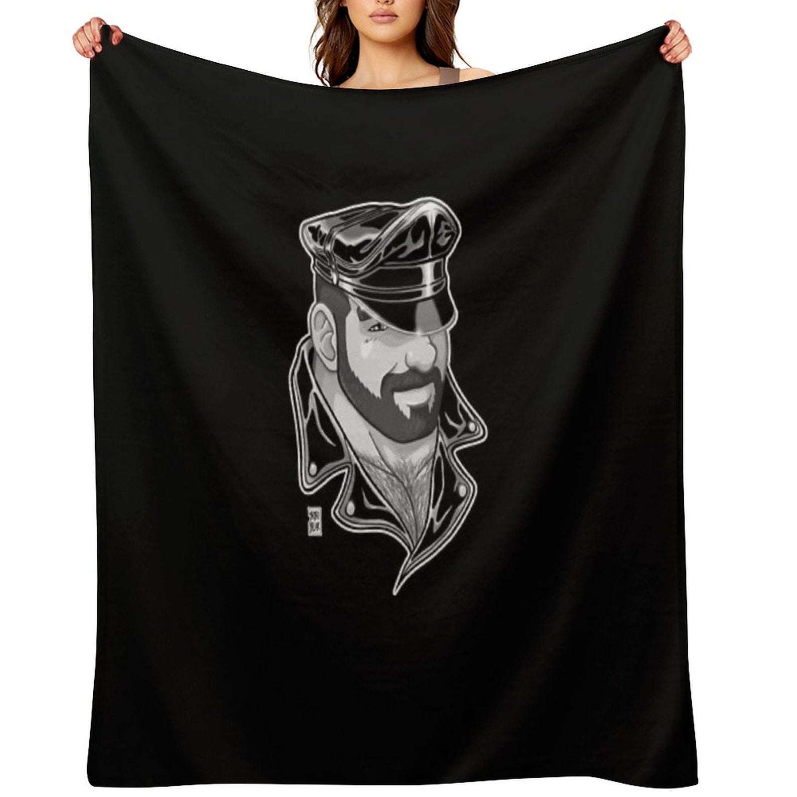 ADAM LIKES LEATHER - BLACK AND WHITE Throw Blanket