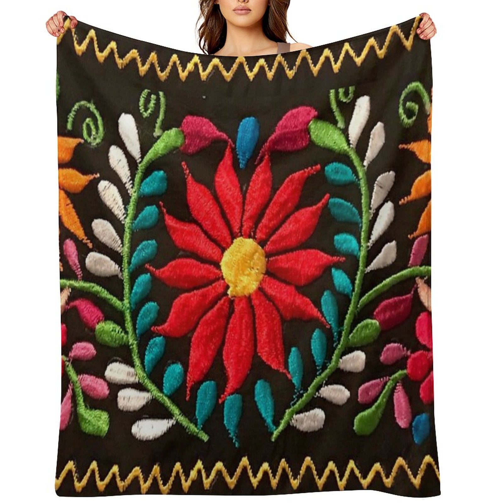 Spanish Flowers Throw Blanket