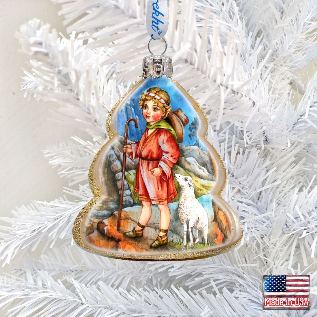 Shepherd Boy Mercury Glass Ornament by G. DeBrekht - Nativity Holiday Decor - 773034