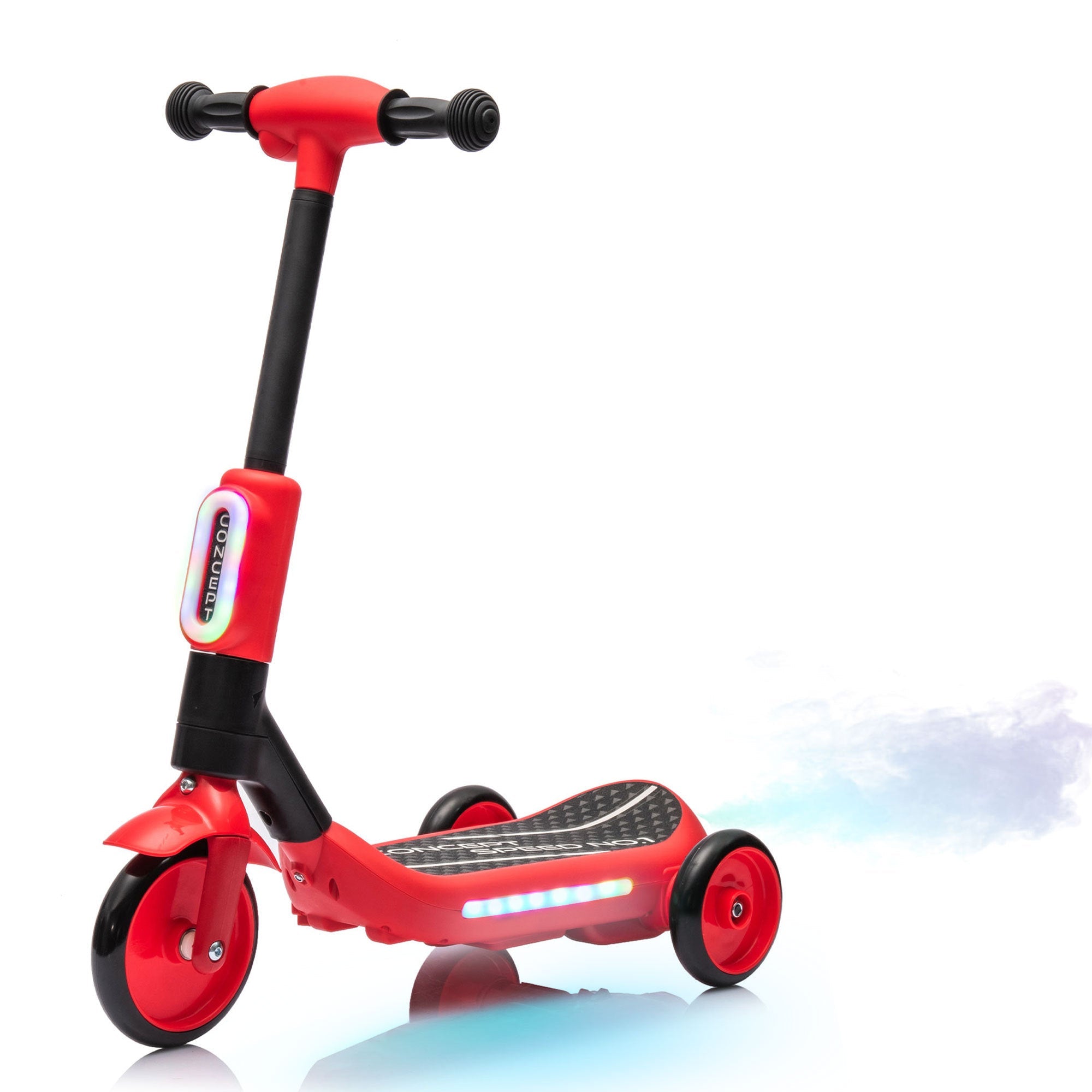 2in1 Kids Ride On Three-Wheel Balance Electric Scooter,Toy for kids,Tail Color Lights W/Spray,Wider Pedal,PU Wheels For Effective Floor Protection,Independent Light Switch With Music,For Kids 3-6