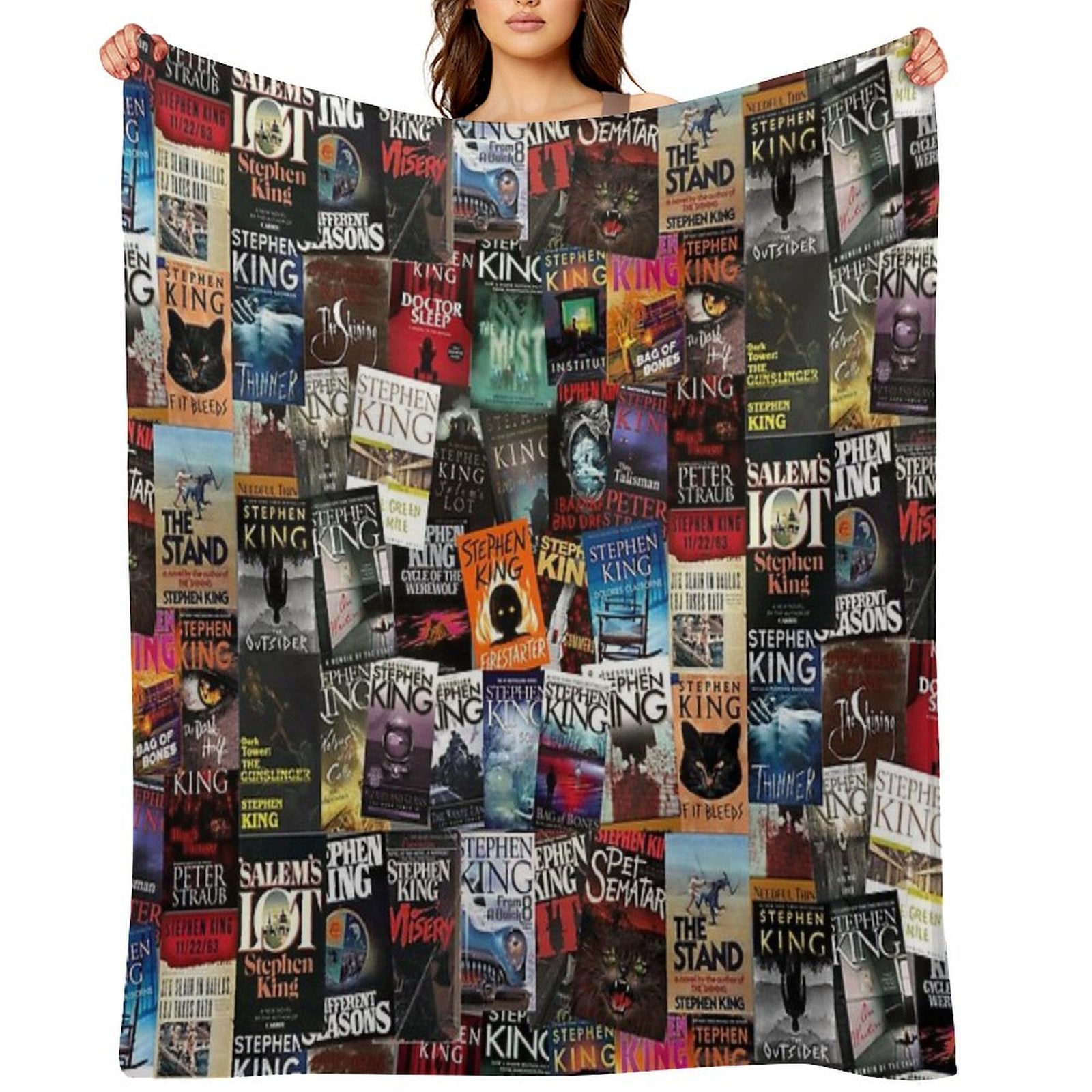 Stephen King Book Covers, Horror Bookworm Throw Blanket