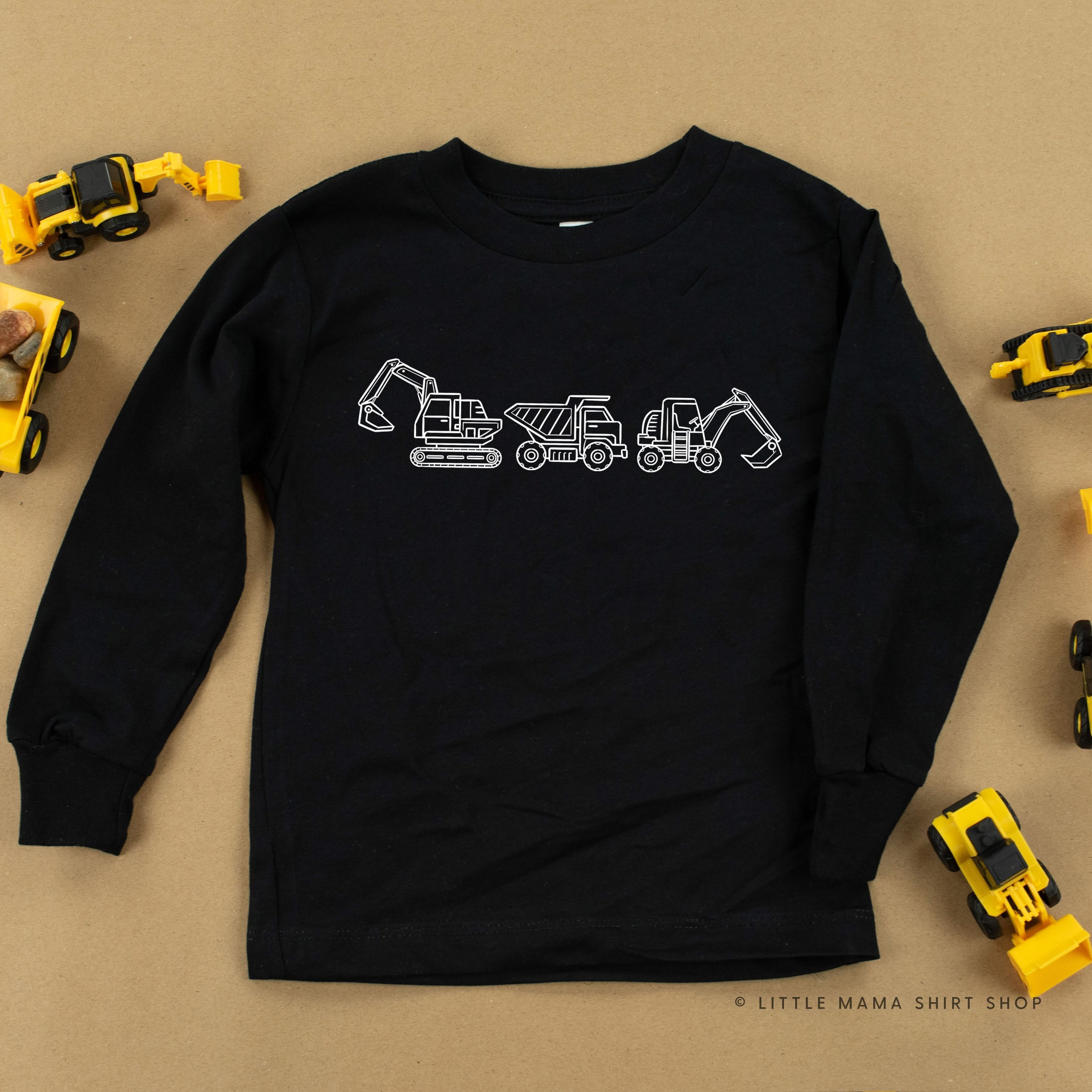 3 In a Row - Construction Trucks - Child Long Sleeve Tee