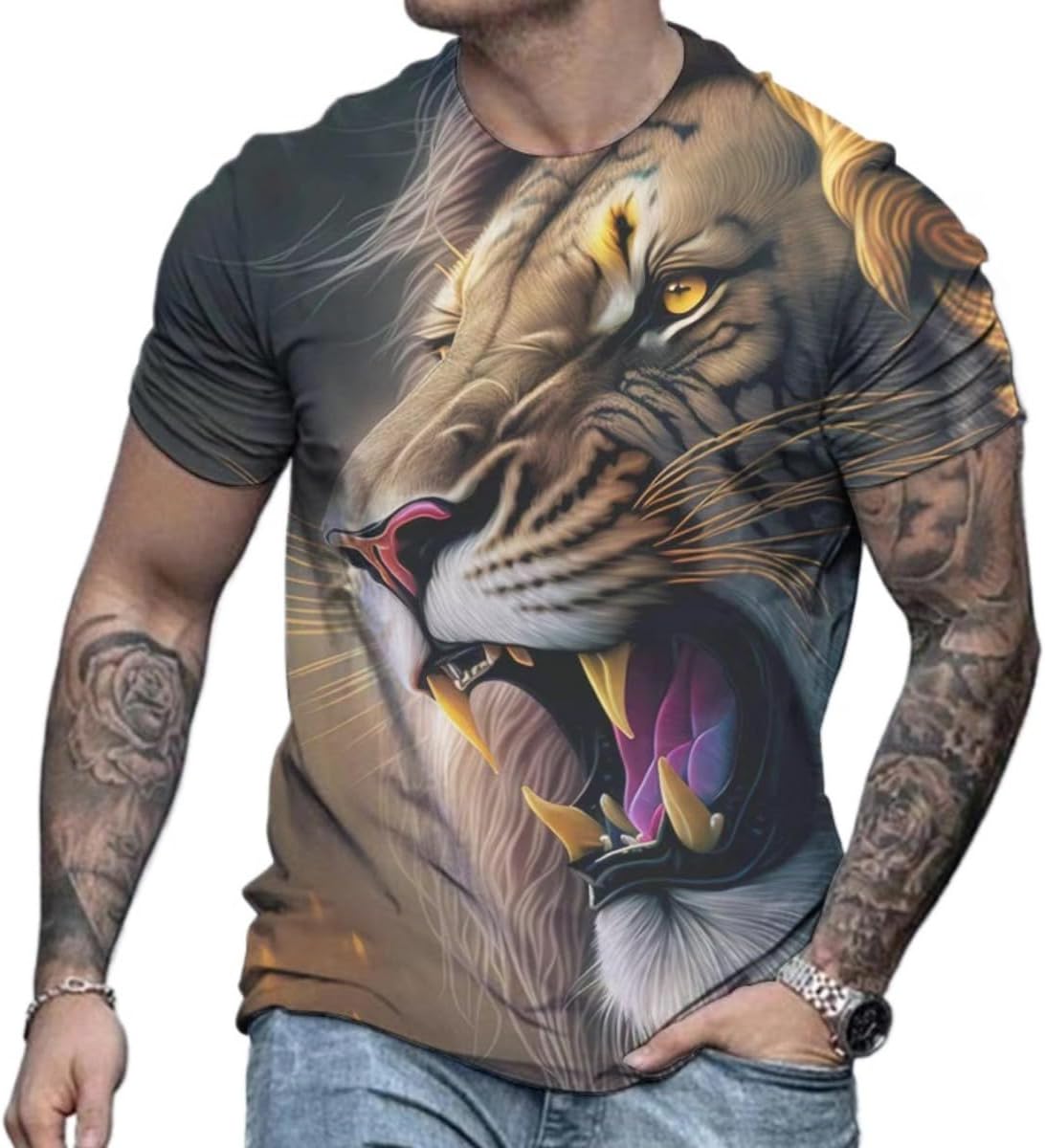 3D Printed Men&amp;#39;s T-Shirt with Short Sleeves and Round Neck for Men T-Shirts