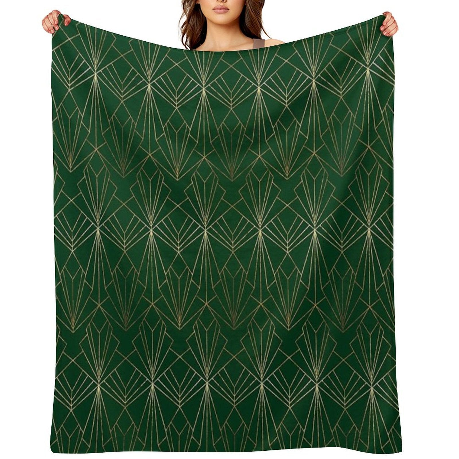 Art Deco in Emerald Green Throw Blanket