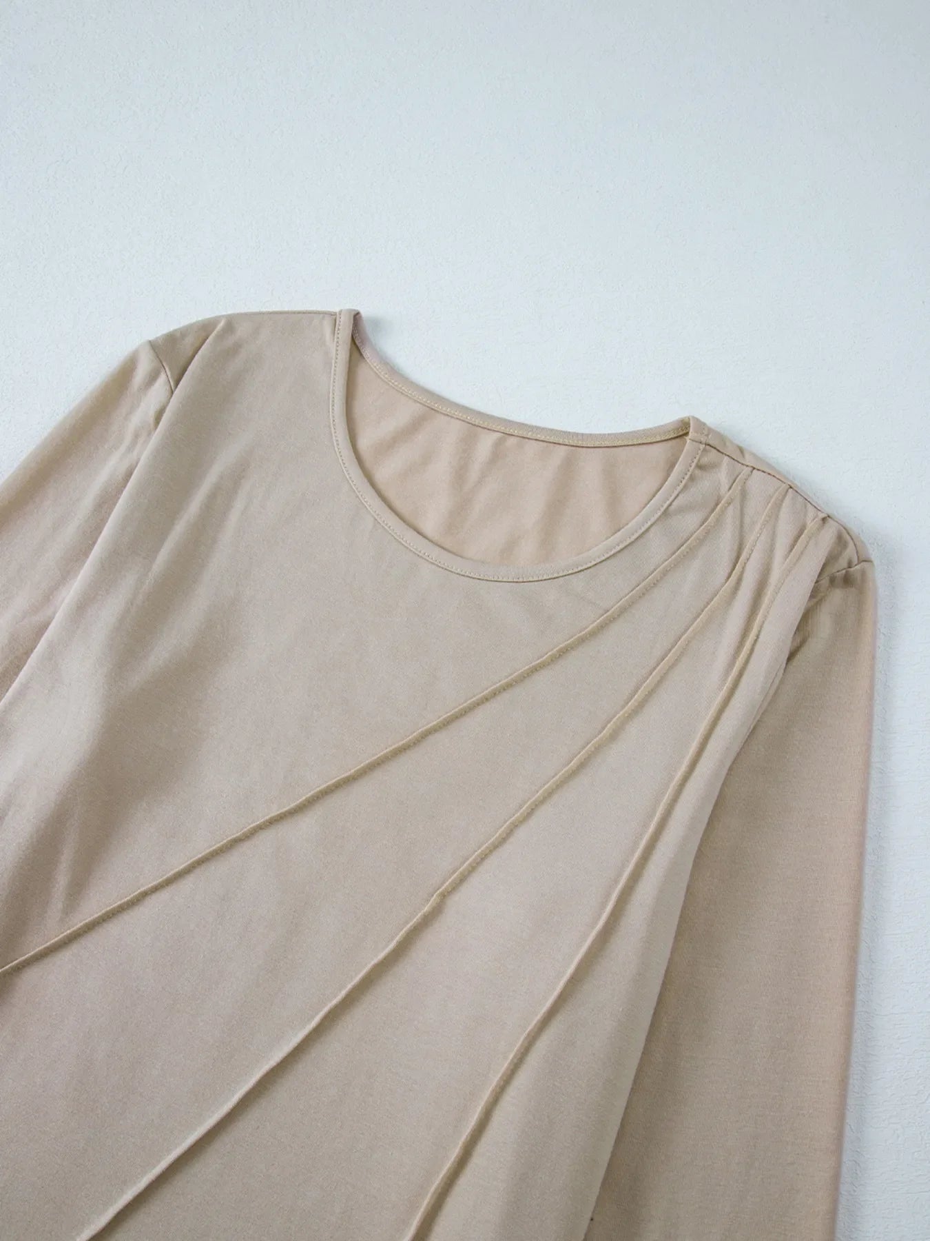 Asymmetric Seam Detail Long Sleeve Top for Women Casual