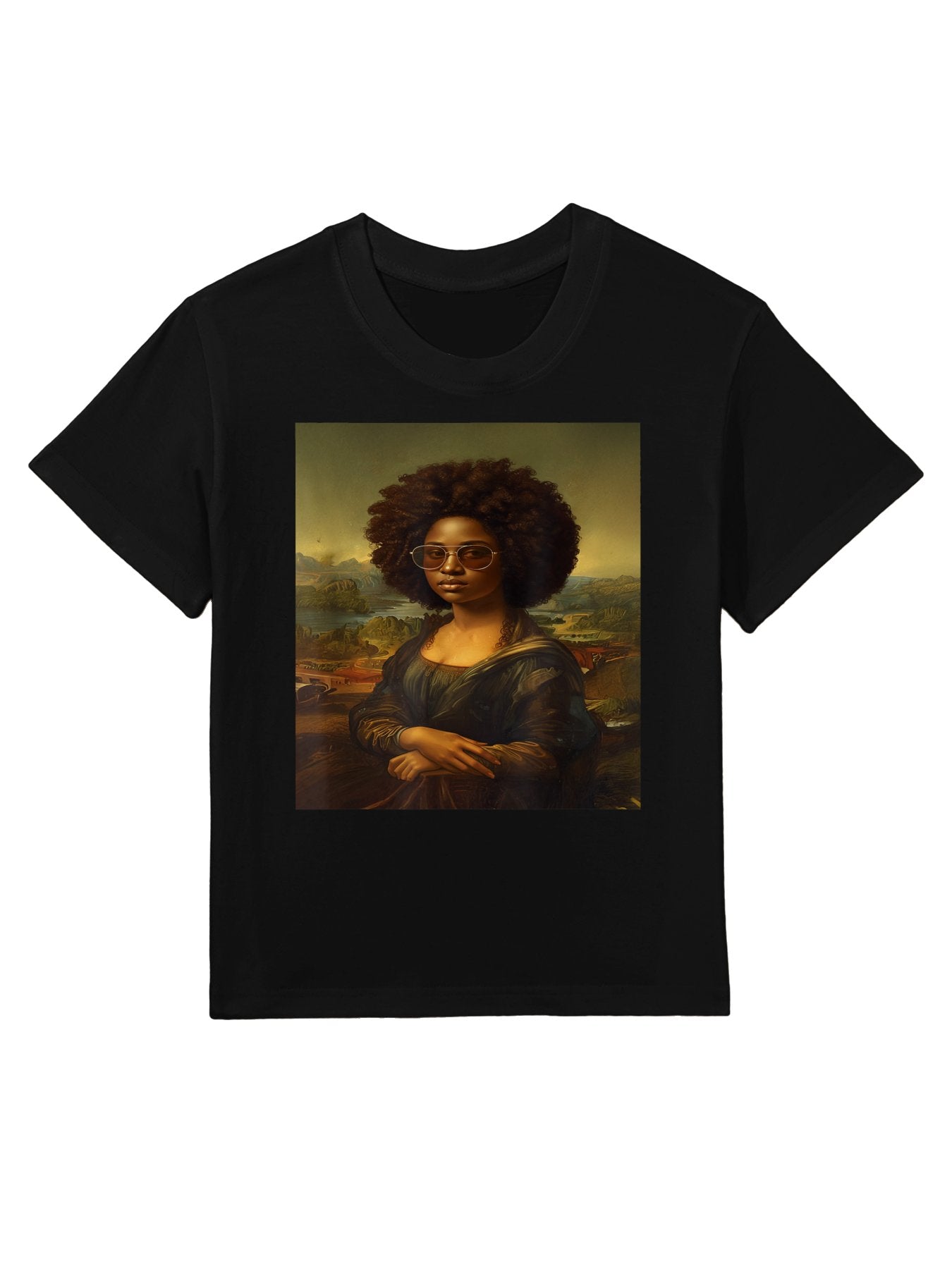 Black Mona Lisa Afro African American Black History Month Kids T-Shirt