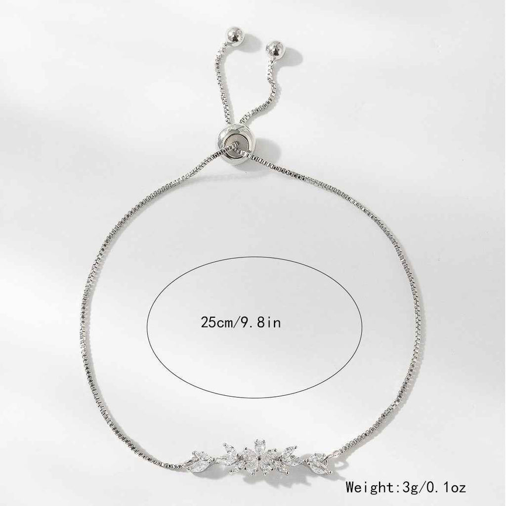 Zircon Flower Leaf Bracelet - Silver & Gold-plated Design for Women's Daily and Holiday Wear